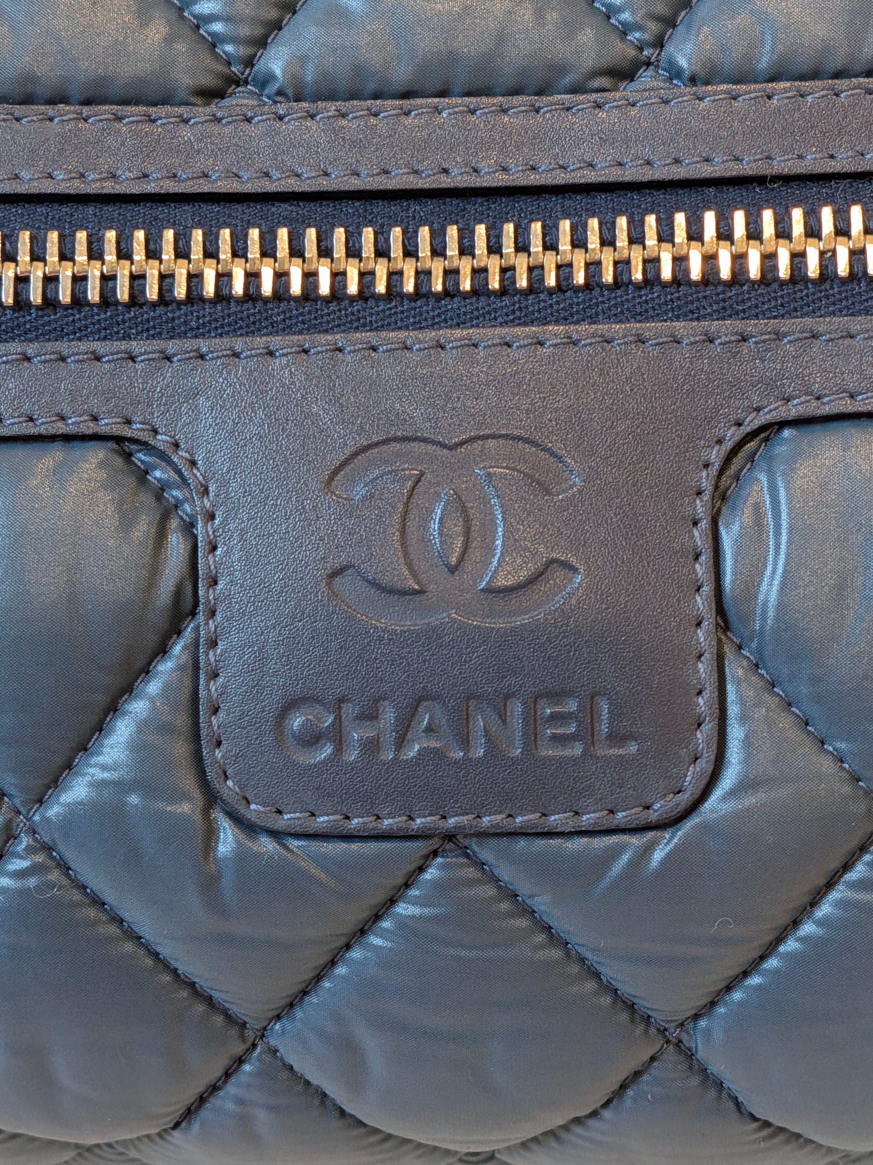 Chanel Coco Cocoon Cosmetics Pouch Nylon Navy Blue