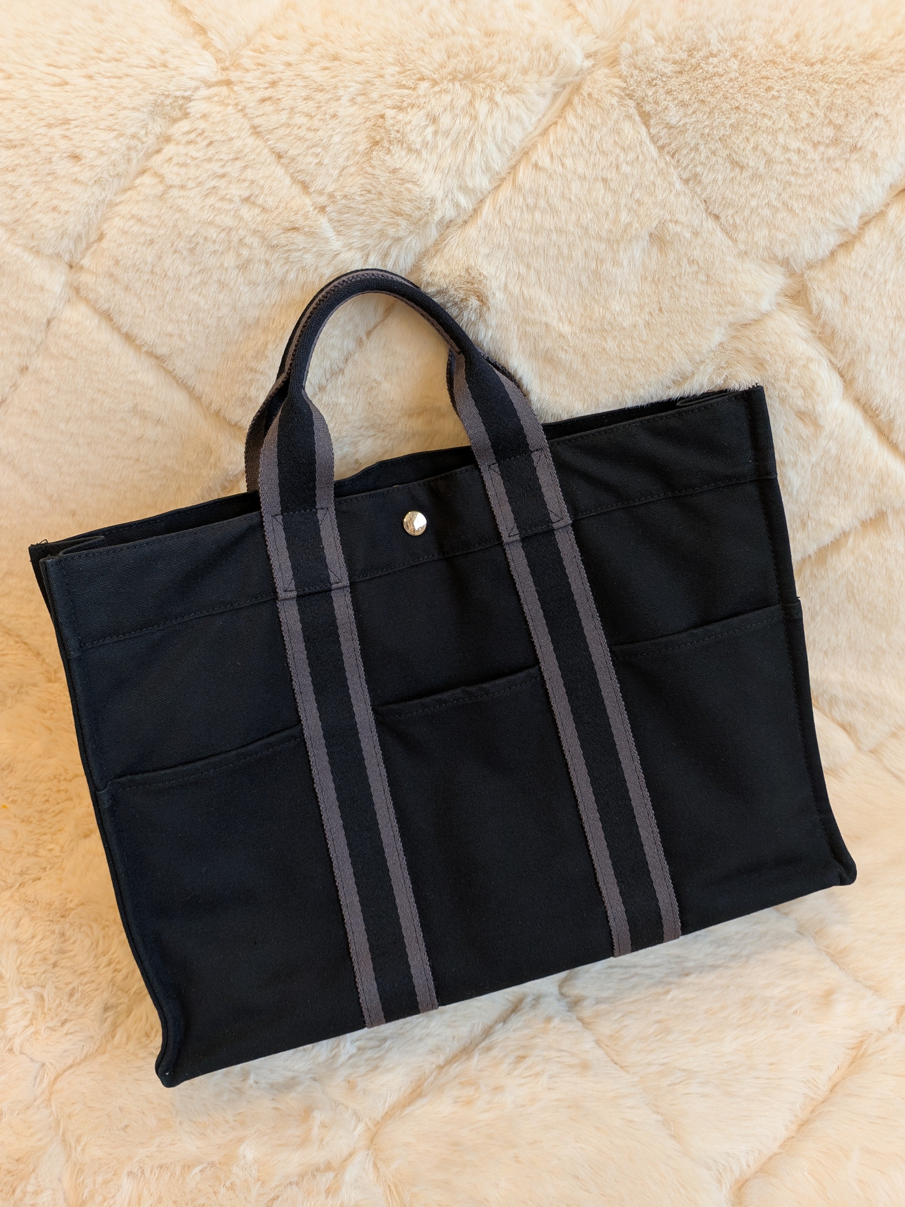 Hermes Fourre-Tote MM Black Canvas