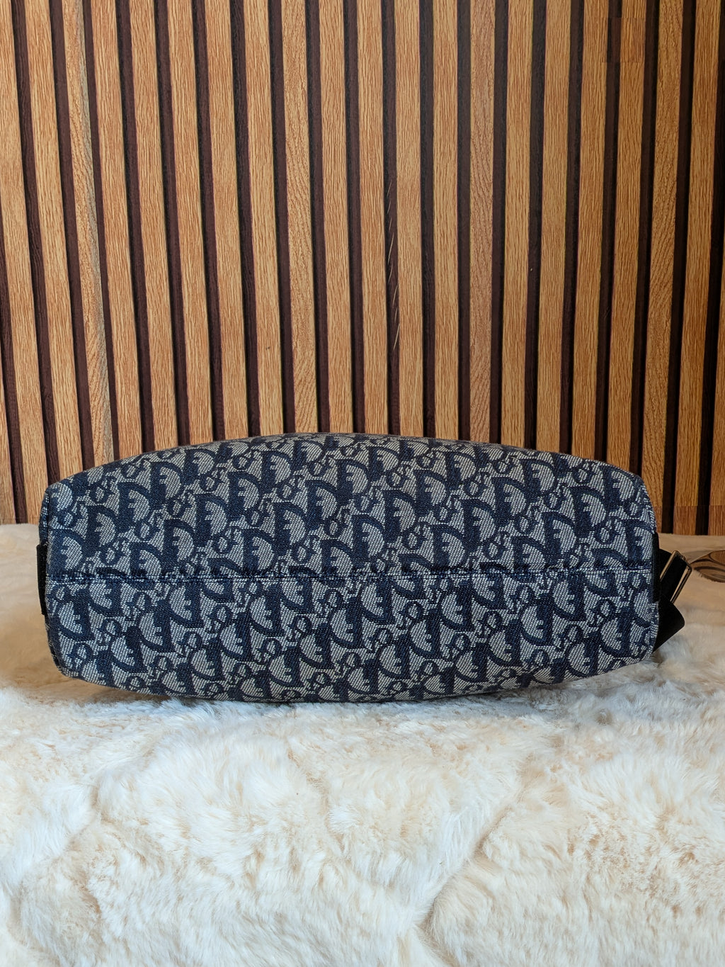 Christian Dior Trotter Messenger Bag Navy Blue Canvas