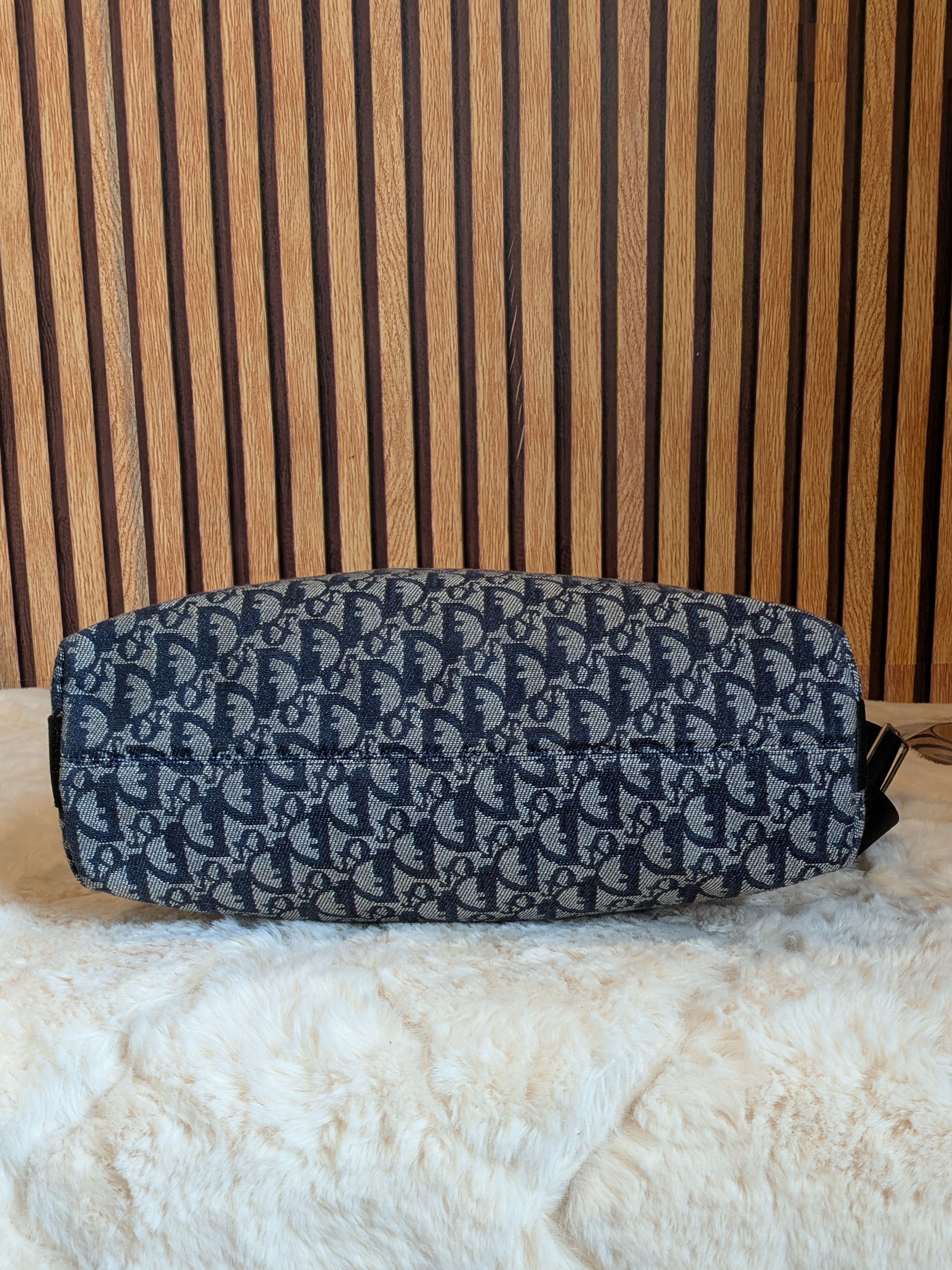 Christian Dior Trotter Messenger Bag Navy Blue Canvas
