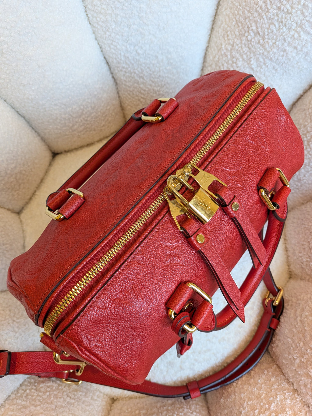 Louis Vuitton Speedy Bandouliere 25 Empriente Orient Red