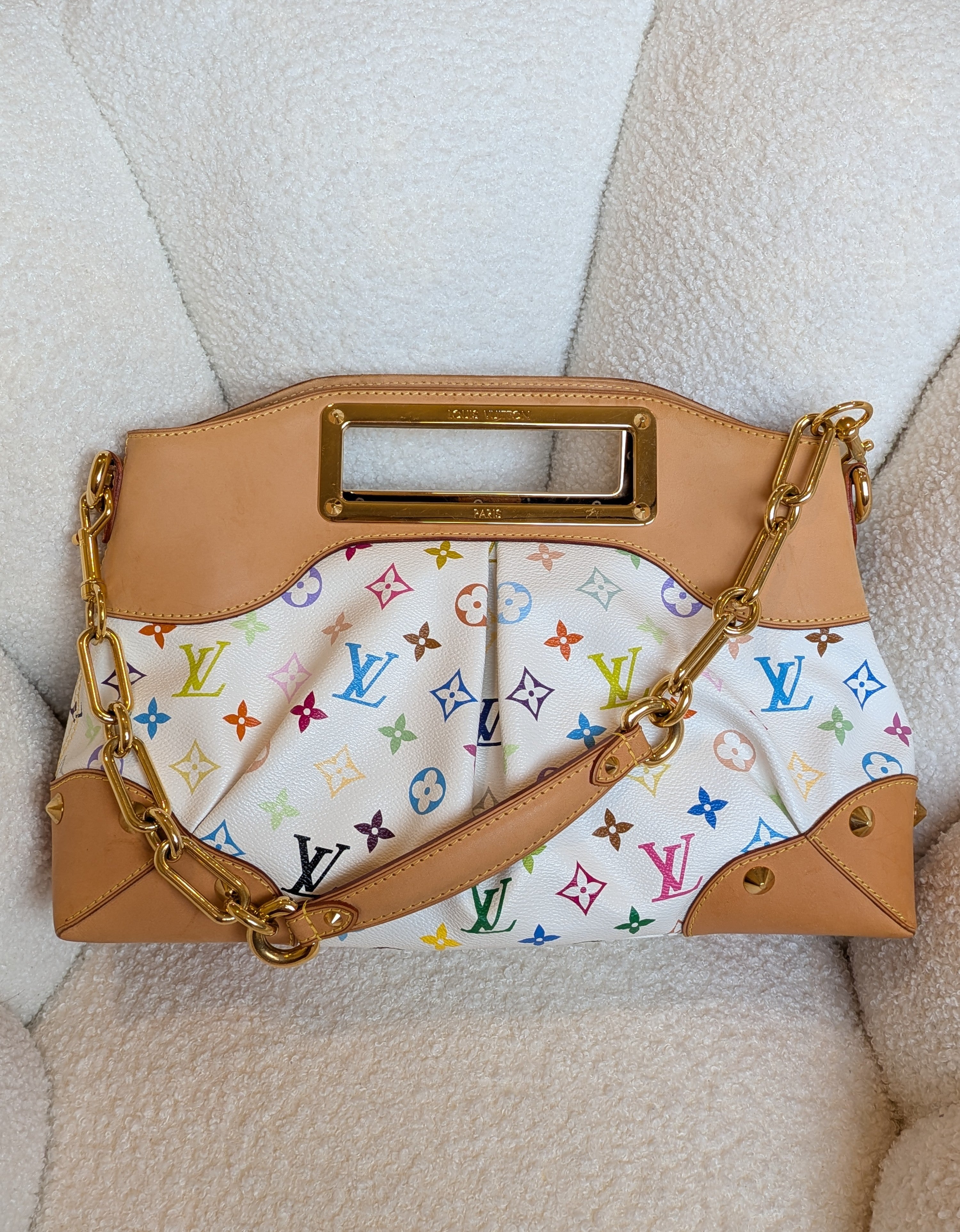 Louis Vuitton Judy MM Multicolor White Monogram "LV x Takashi Murakami