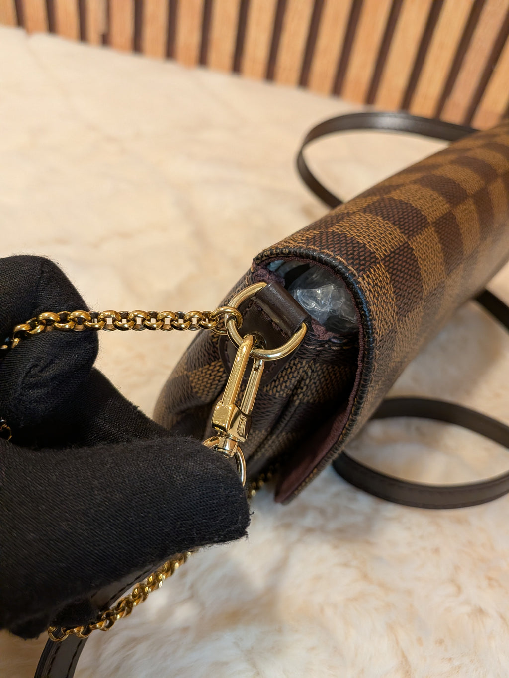 Louis Vuitton Favorite PM Damier Ebene Clutch Sling Bag