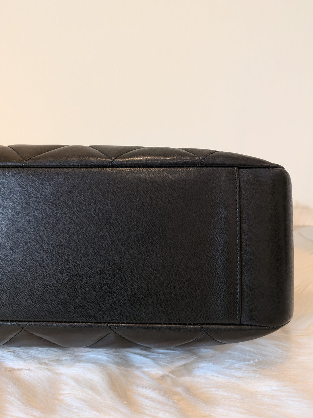 Chanel Diamond Quilted Lambskin Black Large in 24k Plated Gold  Hardware (vintage)