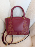 Michael Kors Studded Ellis Satchel Wine Red 2 Way Bag