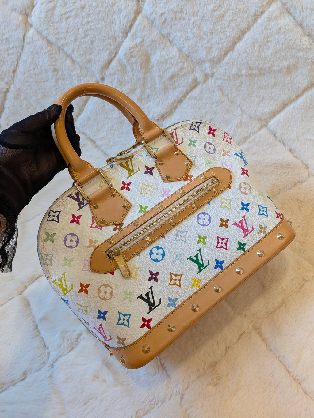 Louis Vuitton x Takashi Murakami Alma PM Multicolor White