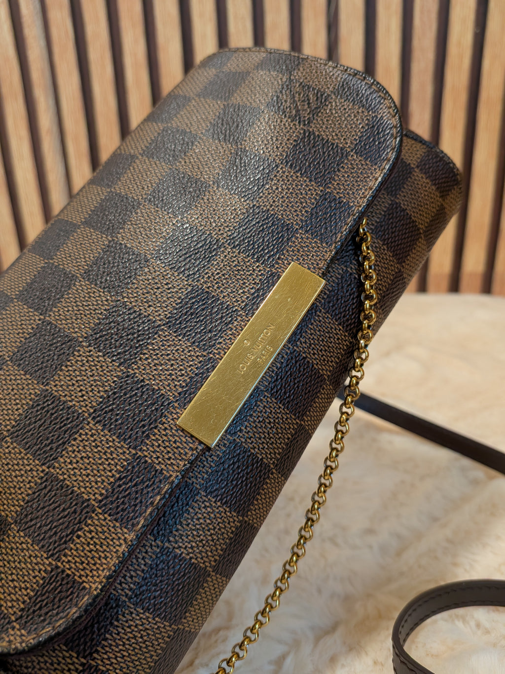 Louis Vuitton Favorite PM Damier Ebene Clutch Sling Bag