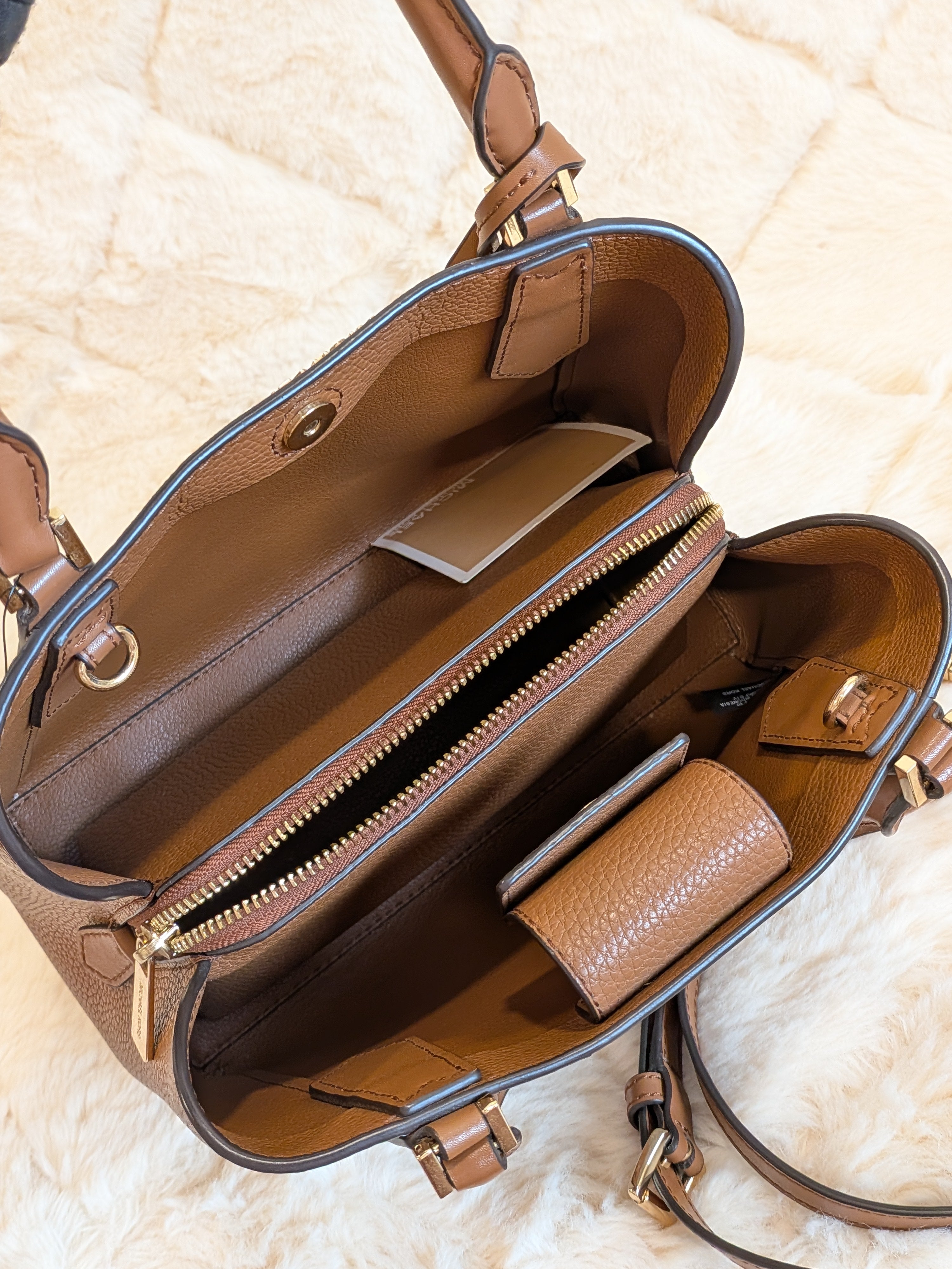 Michael Kors Kimberly Satchel Signature Vanilla Brown