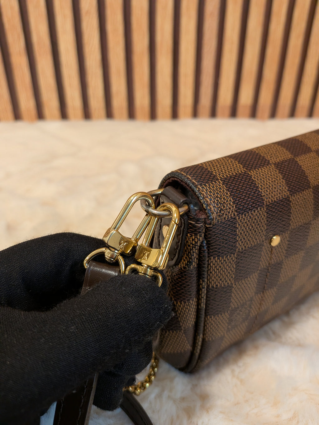 Louis Vuitton Favorite PM Damier Ebene Clutch Sling Bag