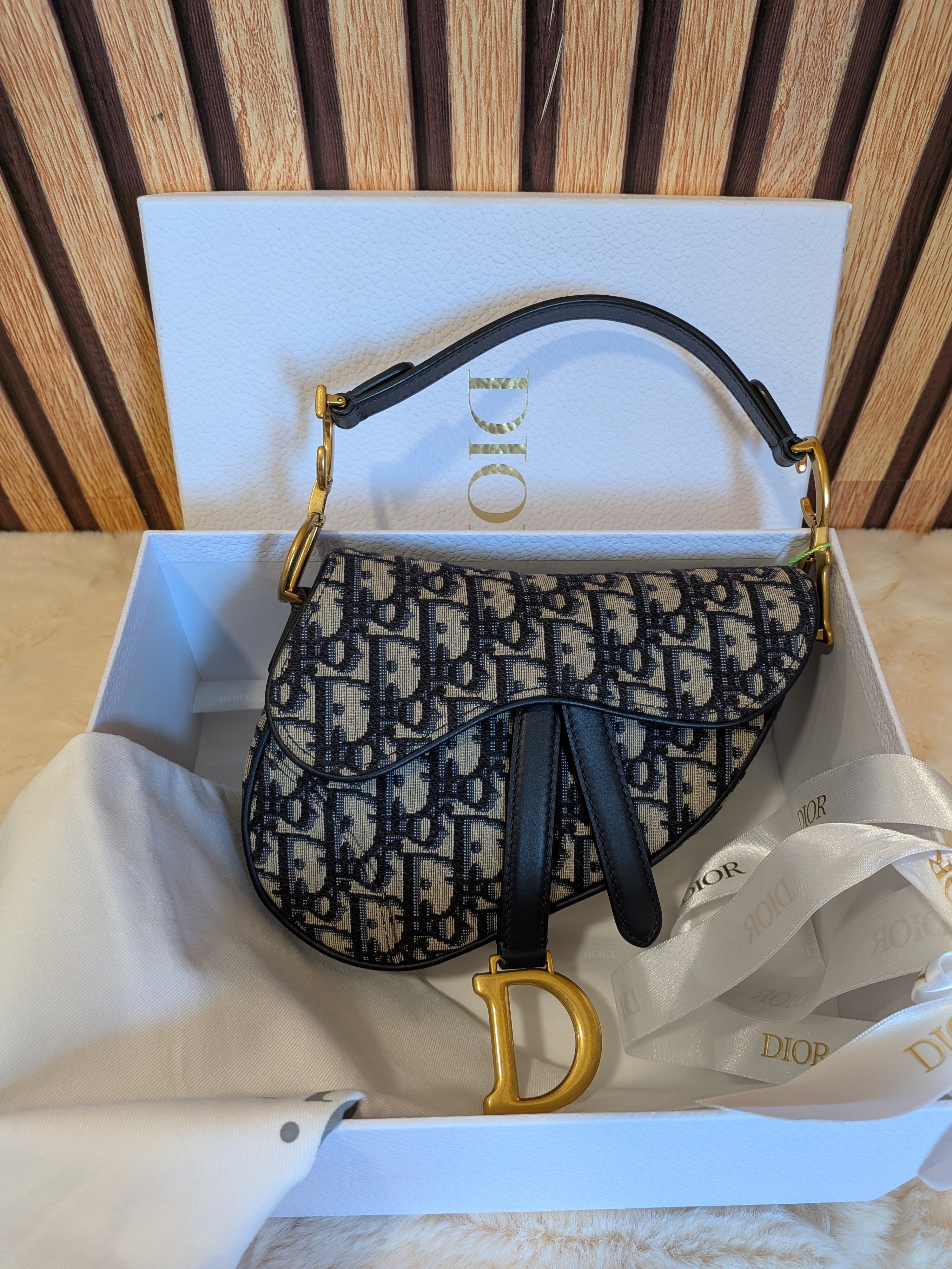 Christian Dior Saddle Mini Oblique Navy Blue