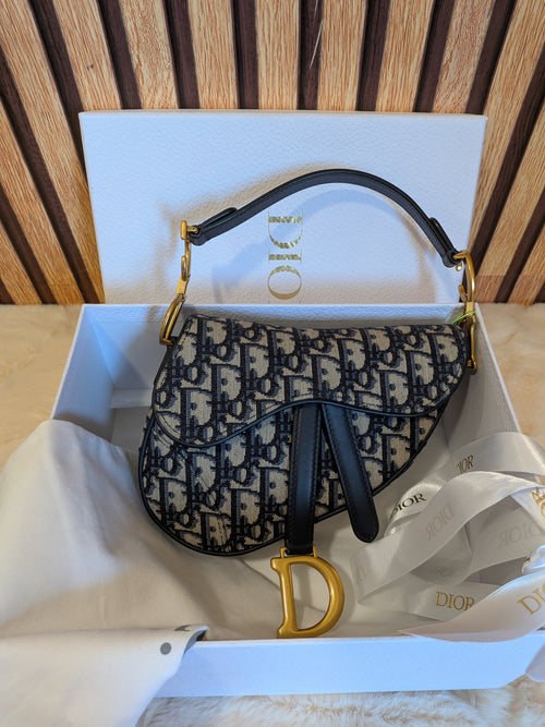 Christian Dior Saddle Mini Oblique Navy Blue