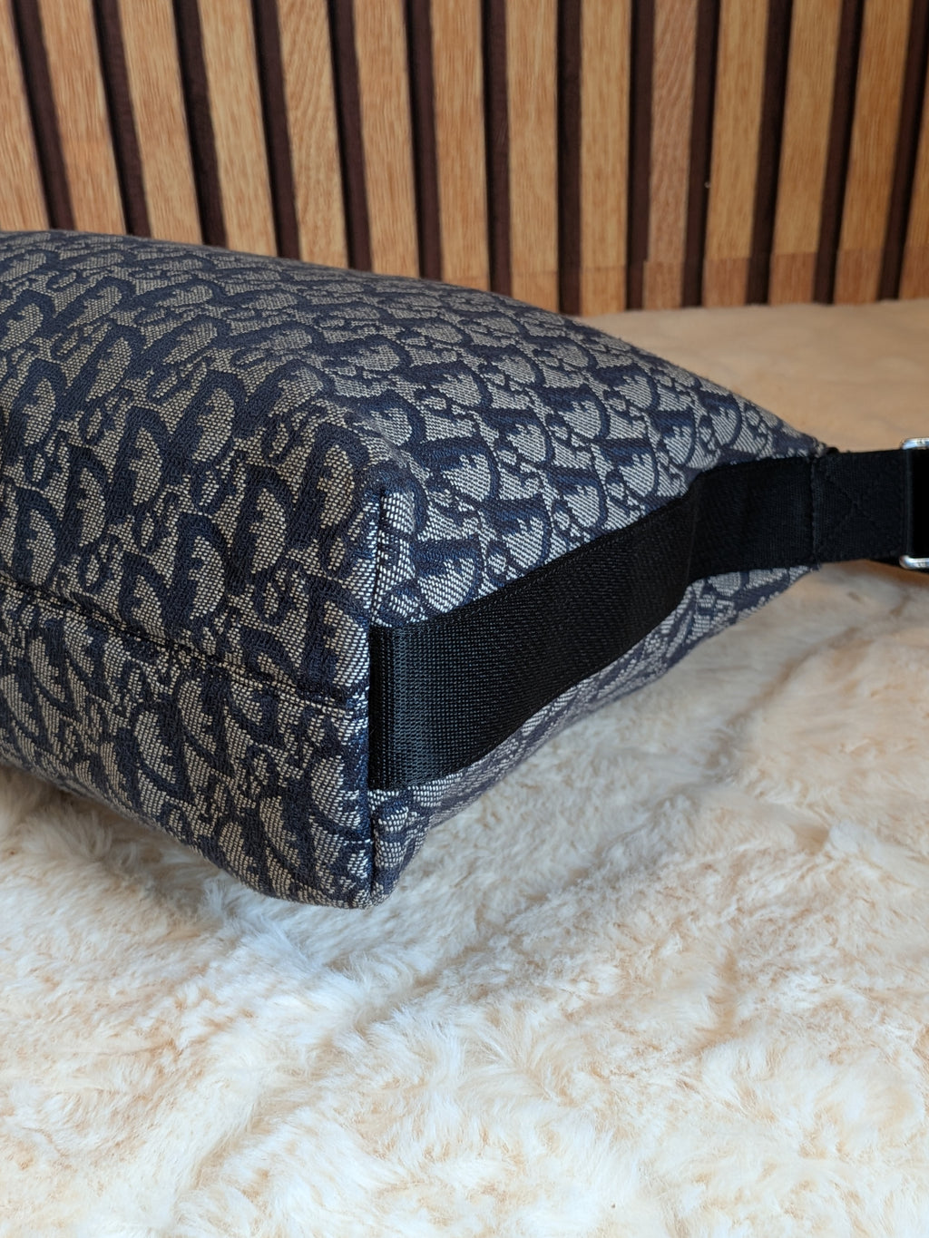 Christian Dior Trotter Messenger Bag Navy Blue Canvas