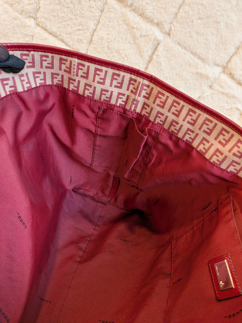 Fendi Tote FF Logo Pink/Red Canvas