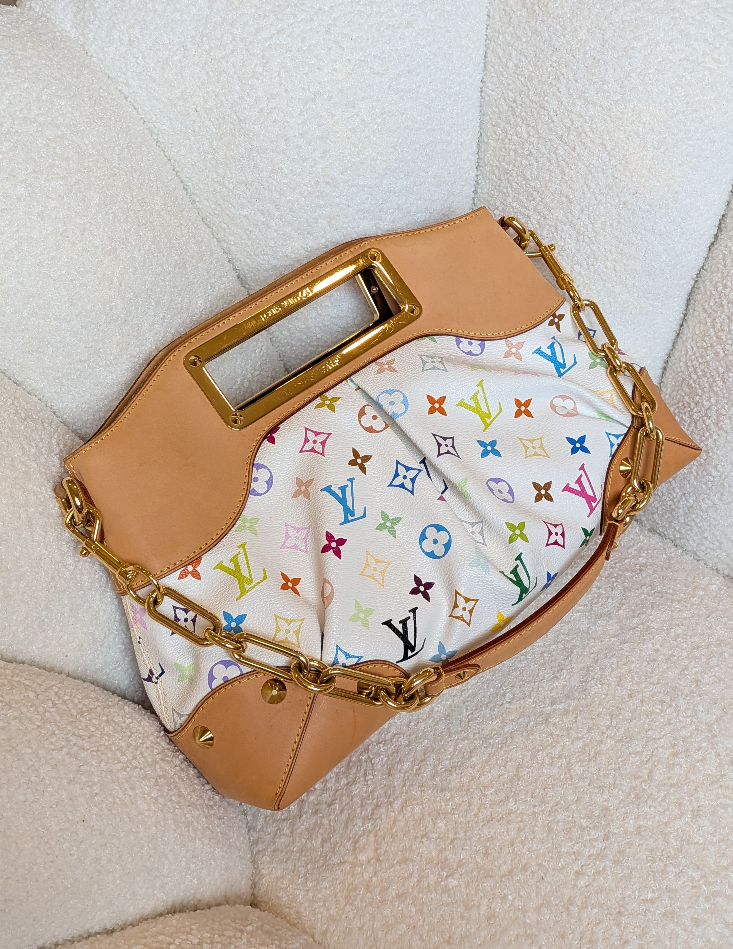 Louis Vuitton Judy MM Multicolor White Monogram "LV x Takashi Murakami