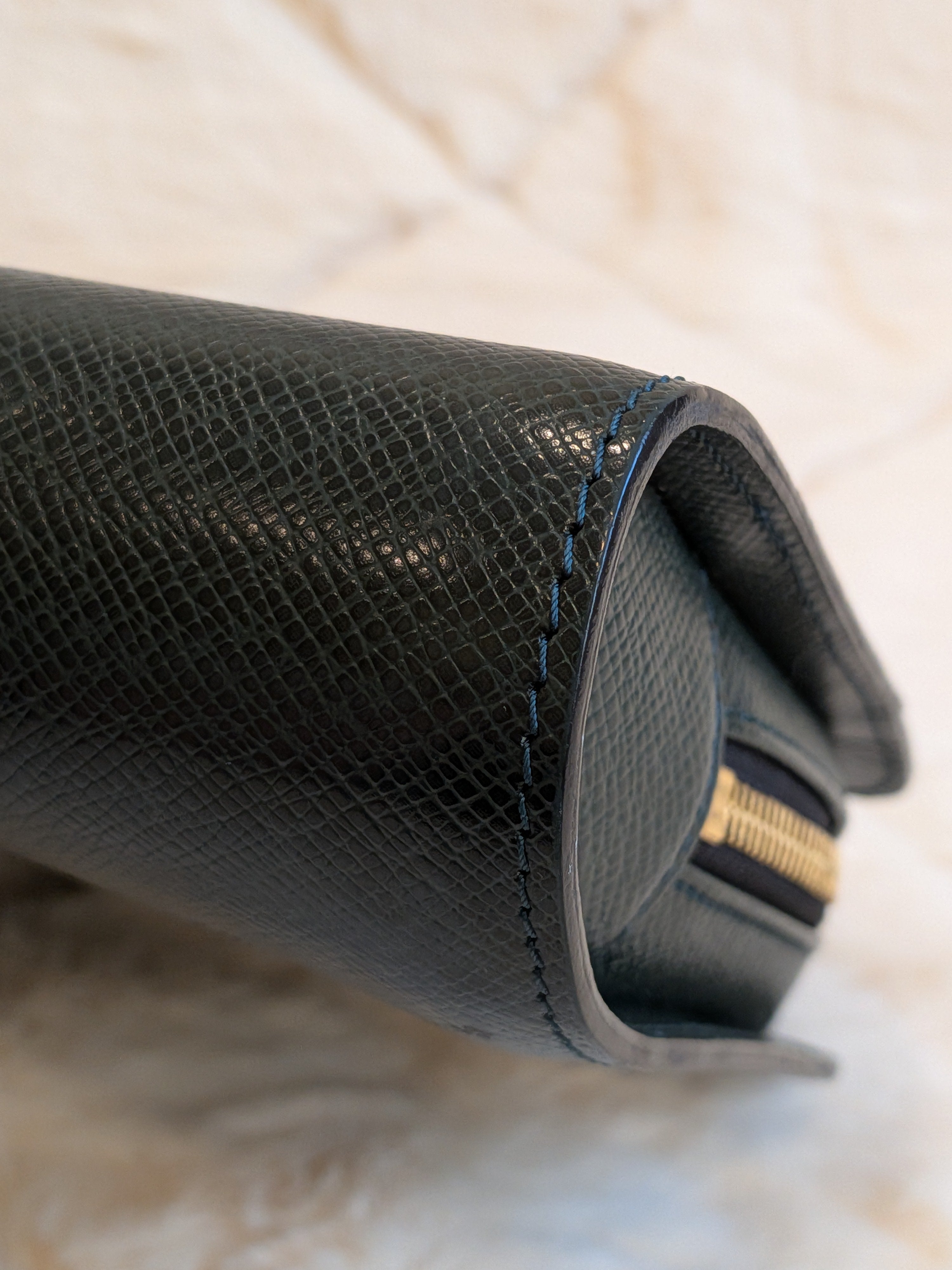 Louis Vuitton Baikal Wristlet Clutch Taiga Leather Dark Green
