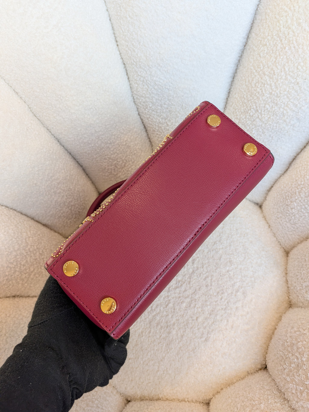 Michael Kors Studded Ellis Satchel Wine Red 2 Way Bag