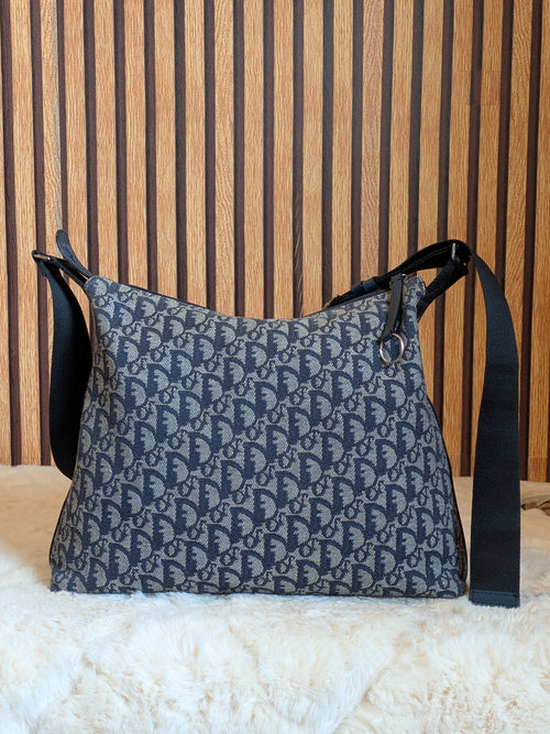 Christian Dior Trotter Messenger Bag Navy Blue Canvas