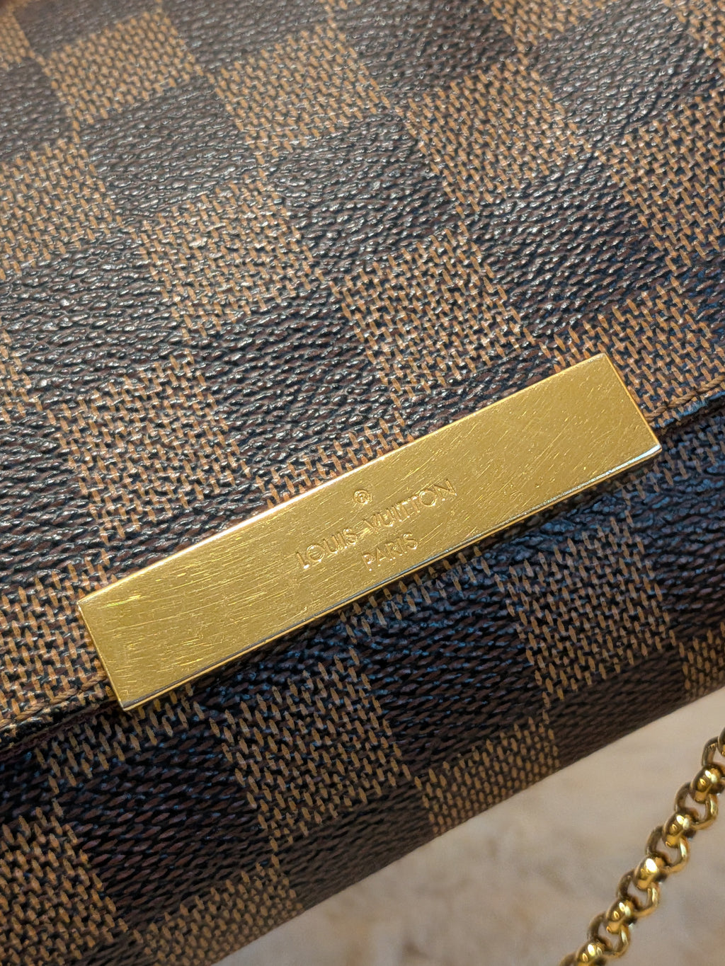 Louis Vuitton Favorite PM Damier Ebene Clutch Sling Bag