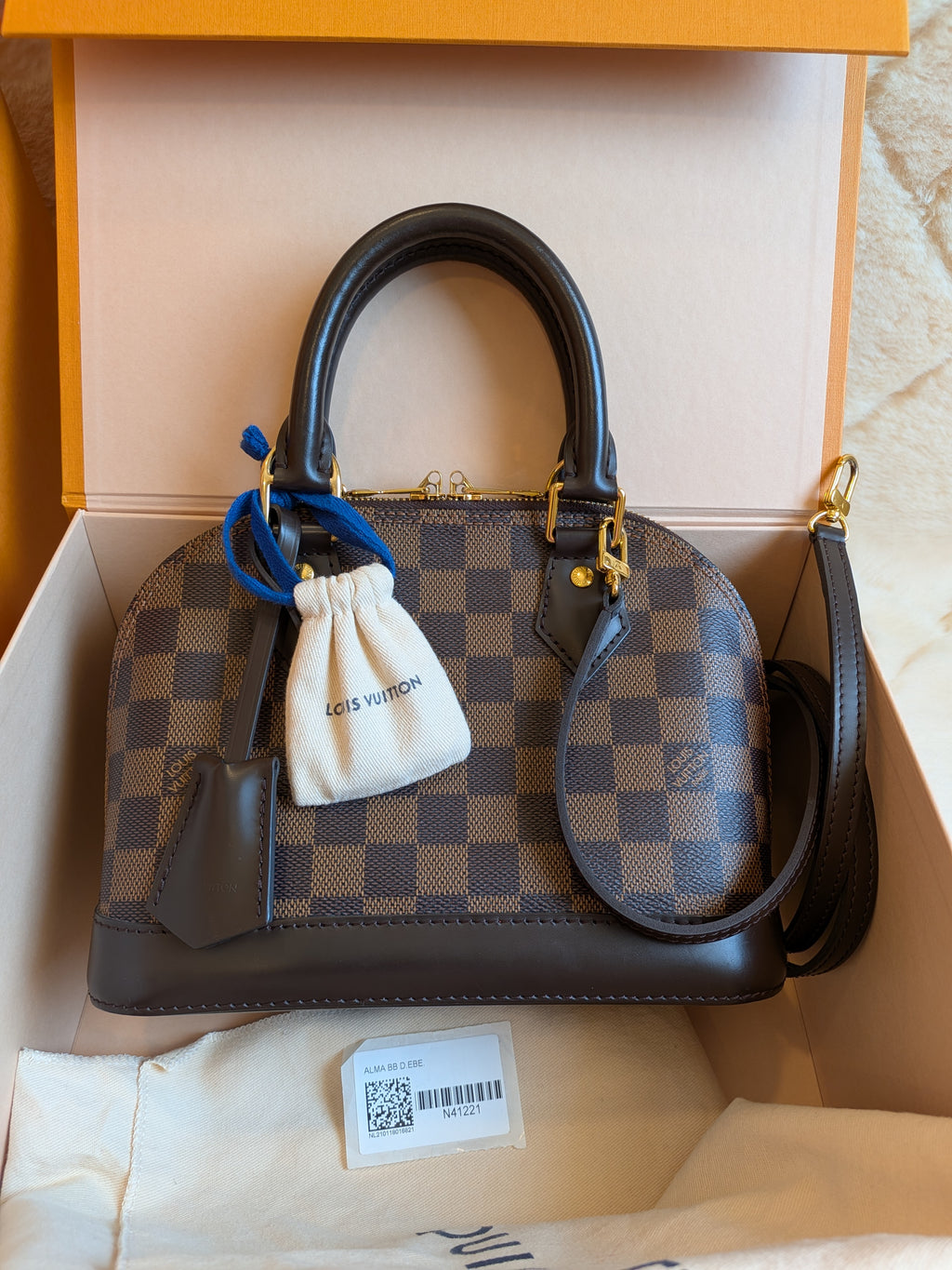 Louis Vuitton Bb Alma Damier Ebene Canvas