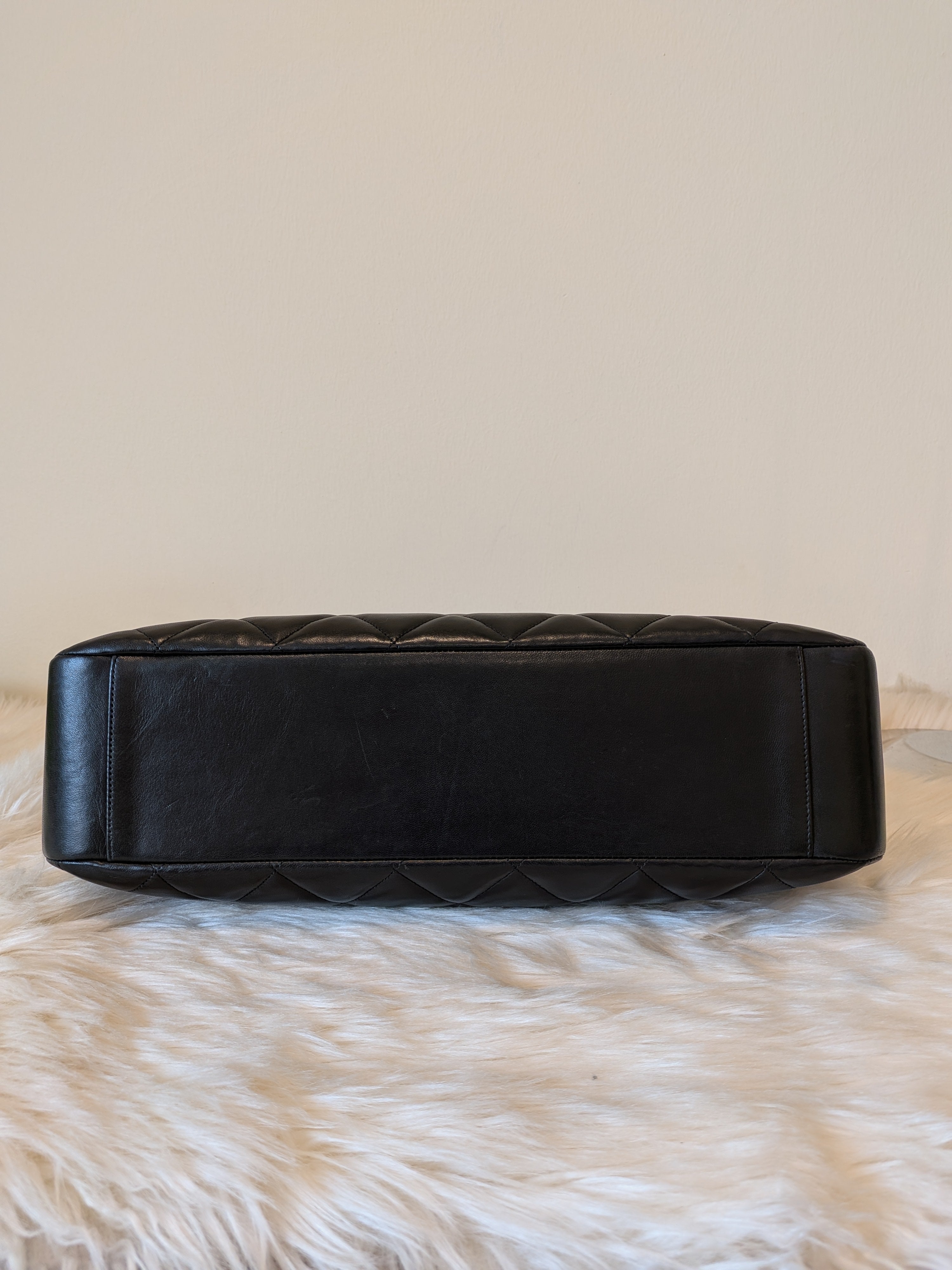 Chanel Diamond Quilted Lambskin Black Large in 24k Plated Gold  Hardware (vintage)