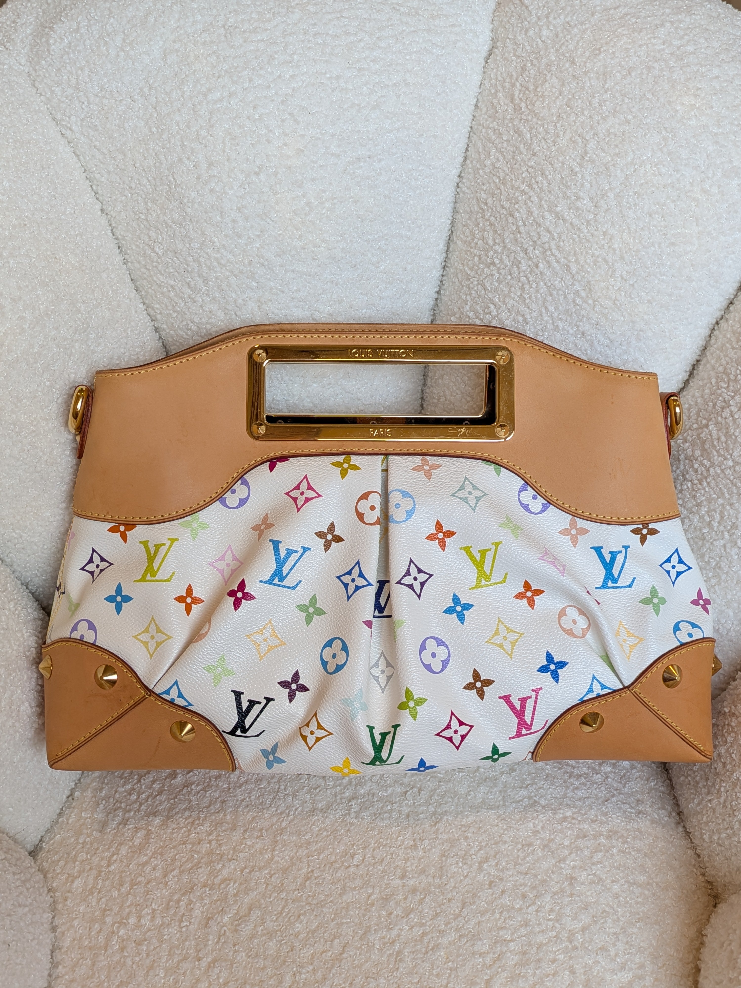 Louis Vuitton Judy MM Multicolor White Monogram "LV x Takashi Murakami