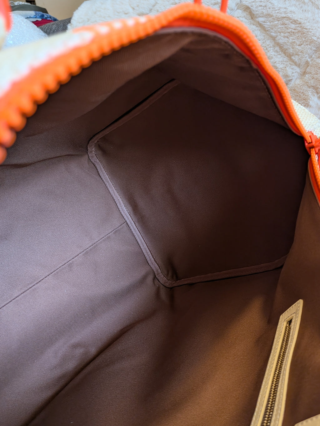 Louis Vuitton Keepall Bandouliere 50 Wooven Raphia Giant Damier/Orange Beige By: Virgil Abloh's iconic Spring/Summer 2021 Collection