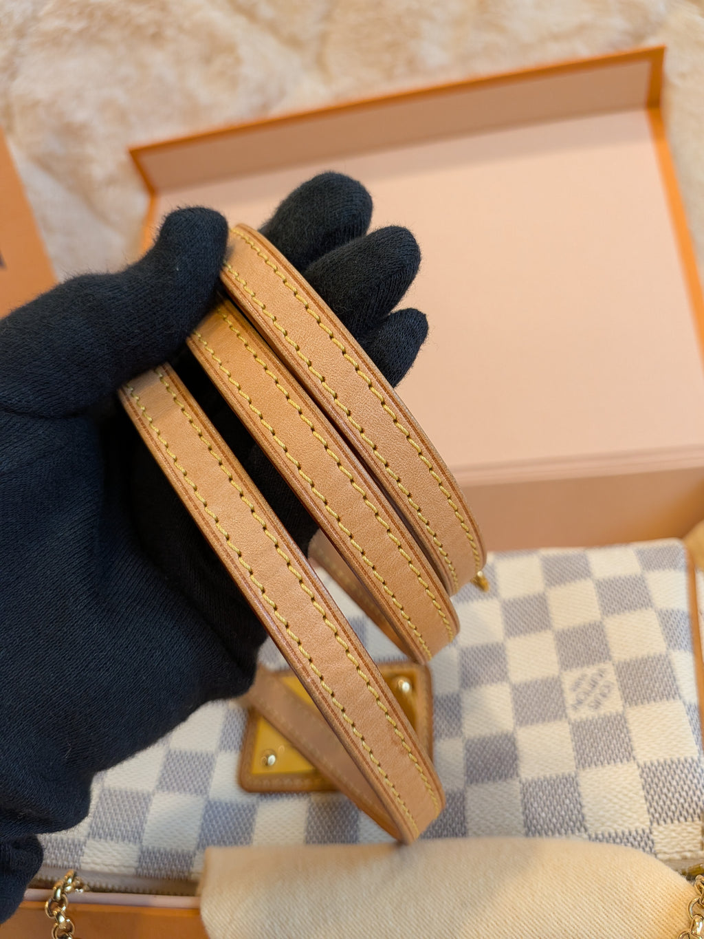 Louis Vuitton Eva Clutch Sling Bag Damier Azur