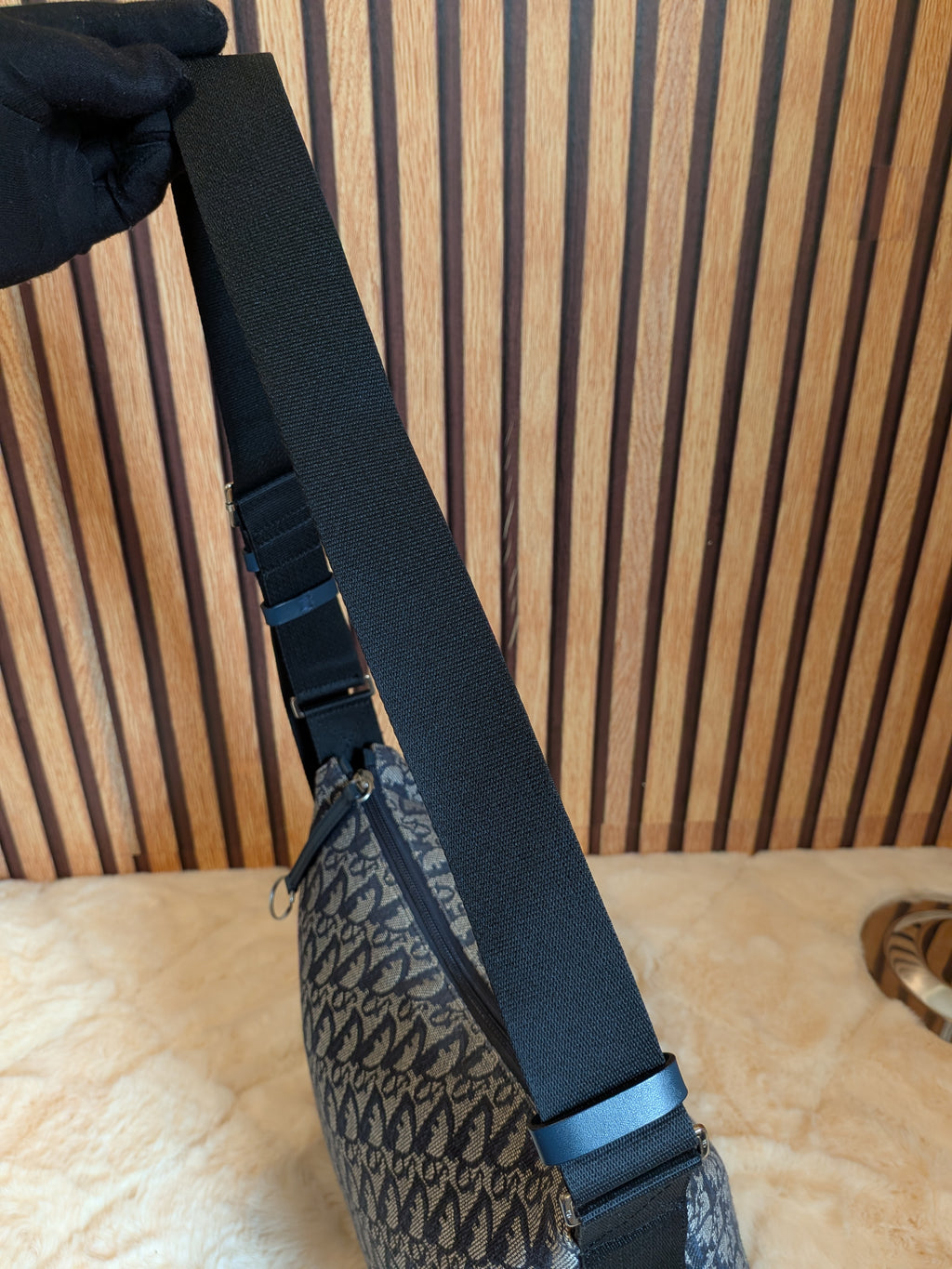 Christian Dior Trotter Messenger Bag Navy Blue Canvas