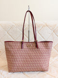 Fendi Tote FF Logo Pink/Red Canvas
