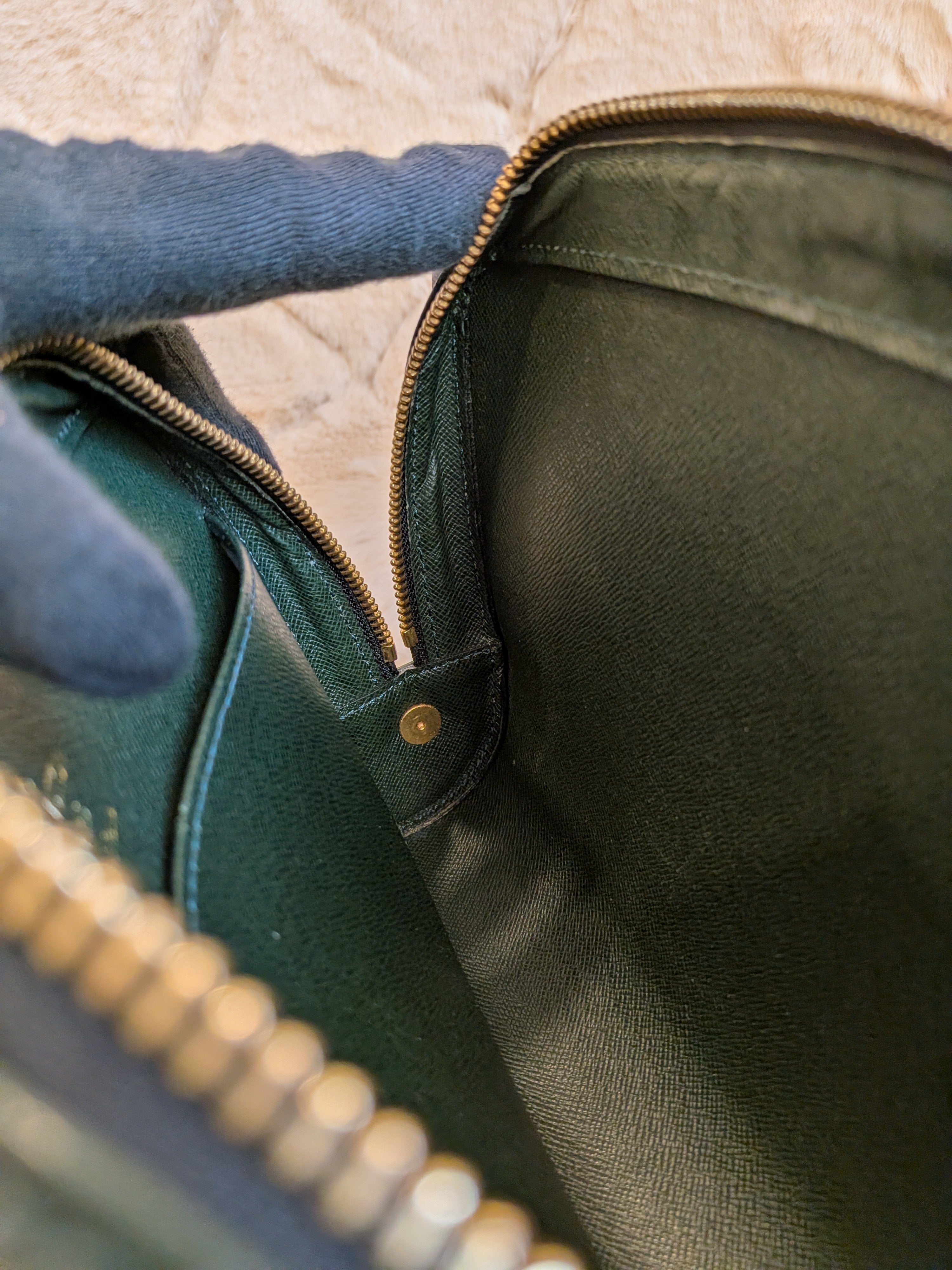 Louis Vuitton Baikal Wristlet Clutch Taiga Leather Dark Green