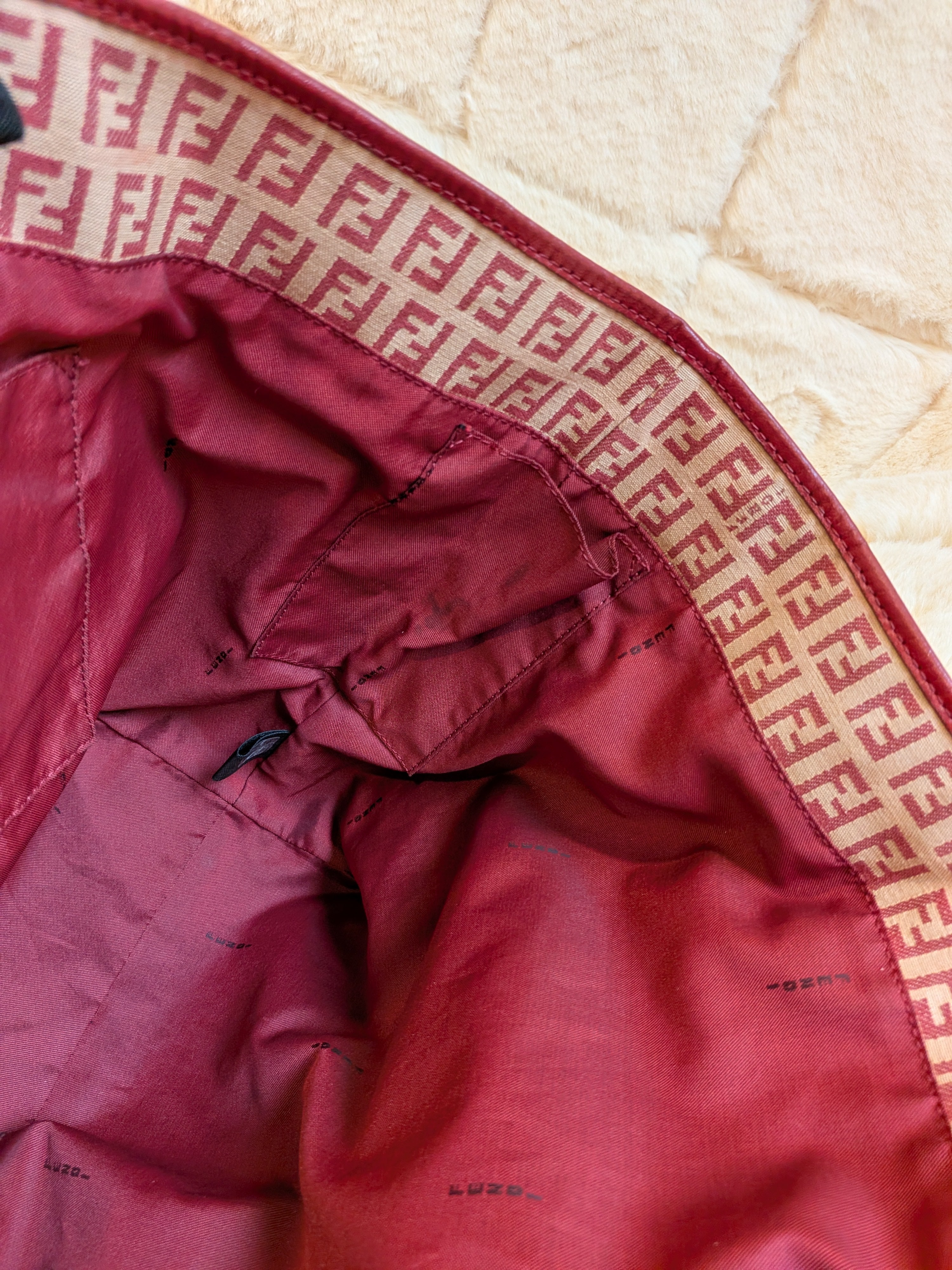 Fendi Tote FF Logo Pink/Red Canvas