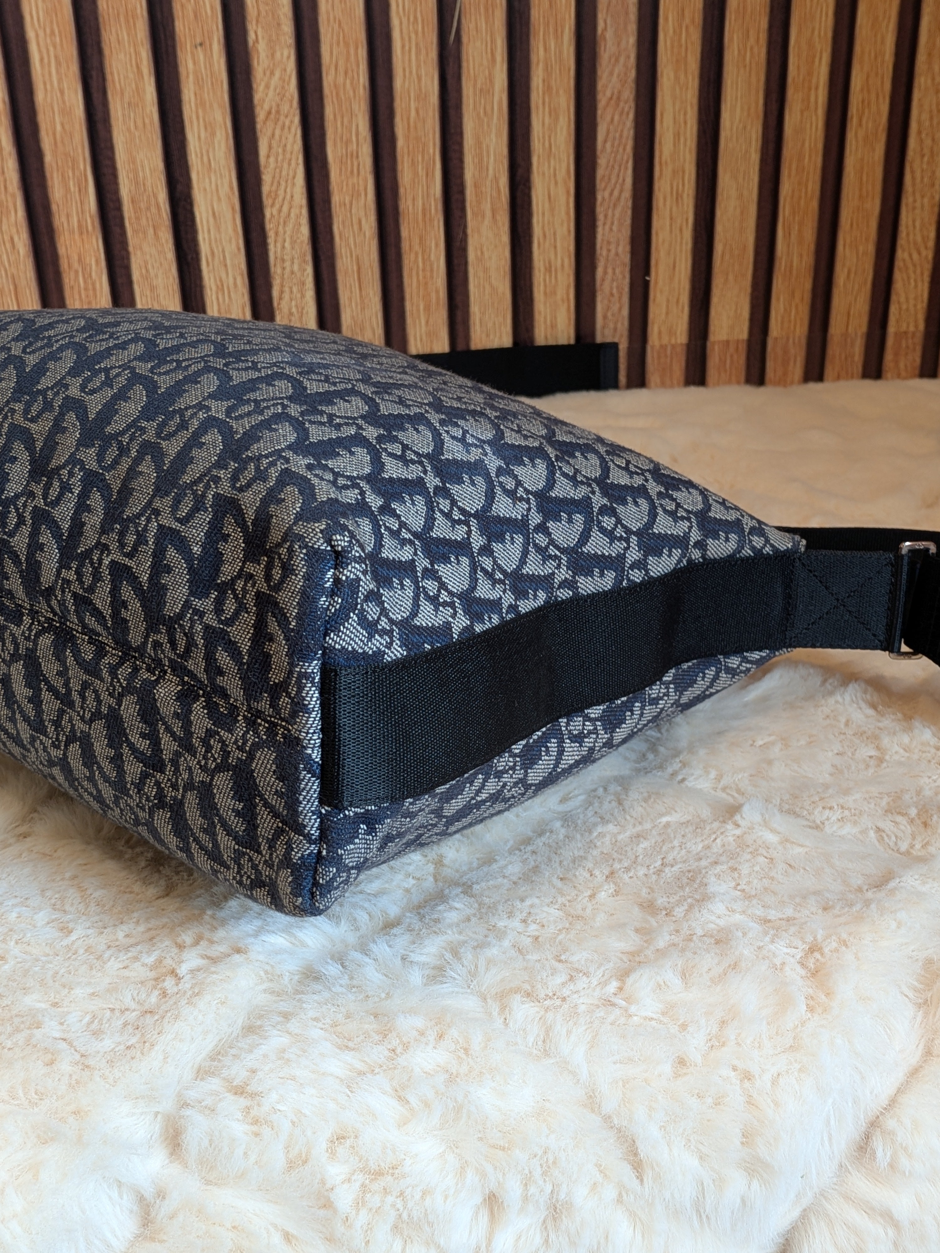 Christian Dior Trotter Messenger Bag Navy Blue Canvas