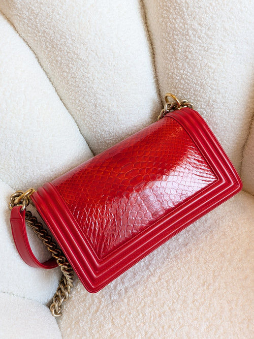 Chanel Leboy Python Leather Red GHW