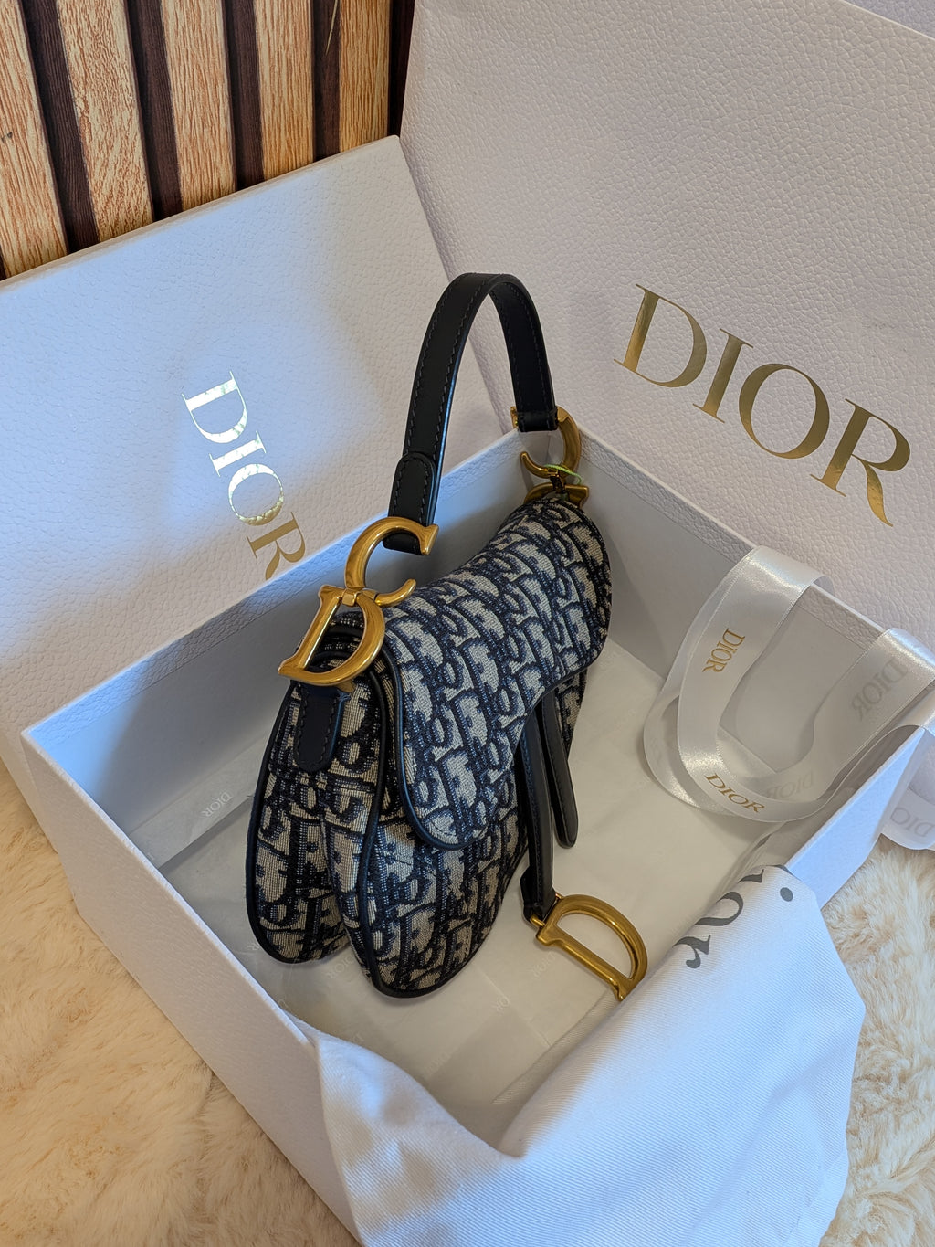 Christian Dior Saddle Mini Oblique Navy Blue