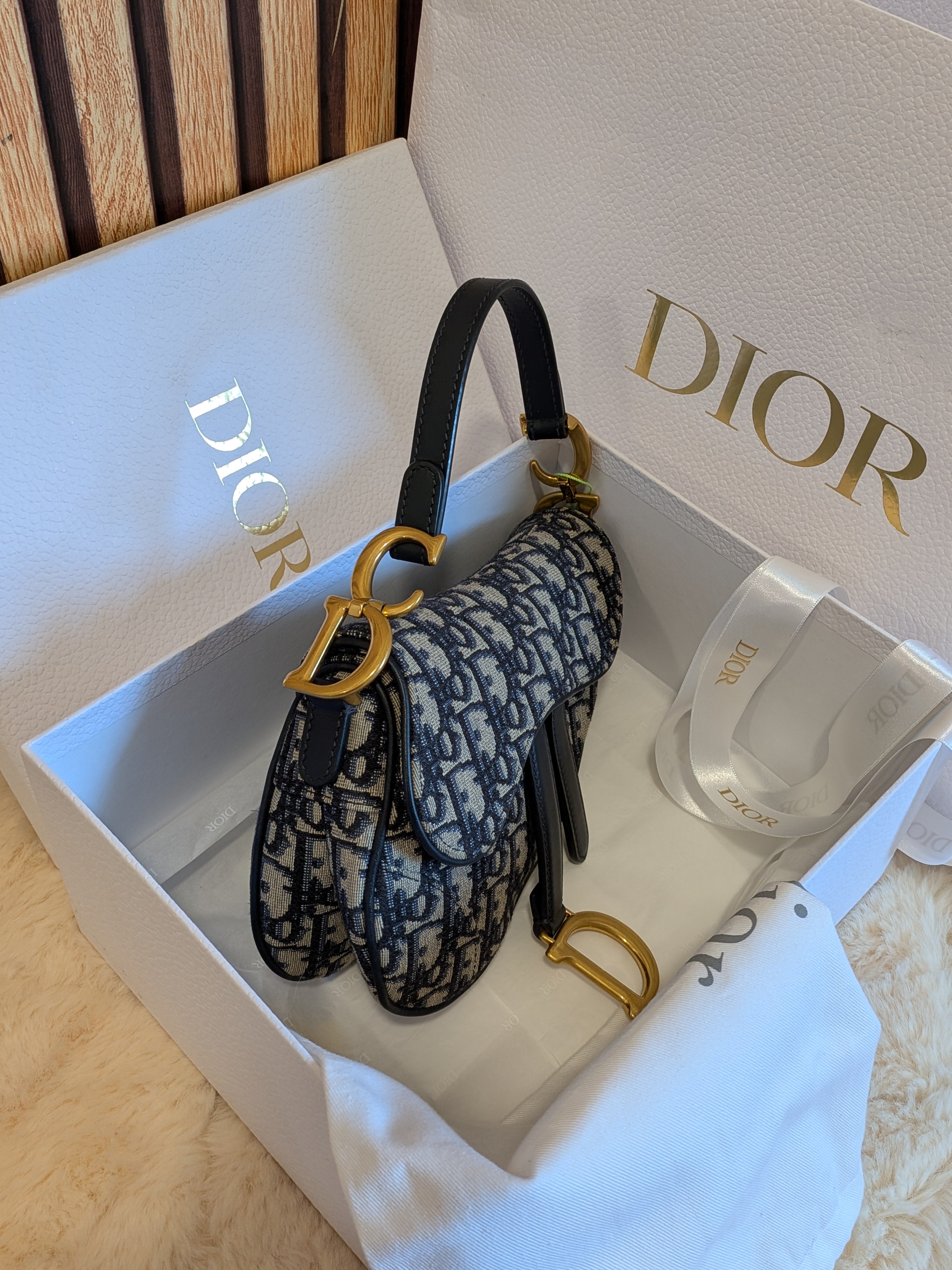 Christian Dior Saddle Mini Oblique Navy Blue