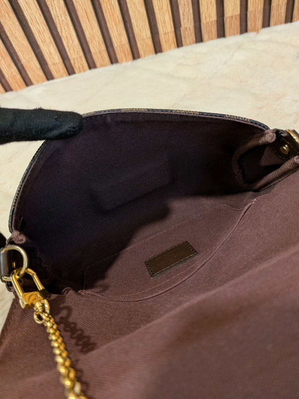 Louis Vuitton Favorite PM Damier Ebene Clutch Sling Bag