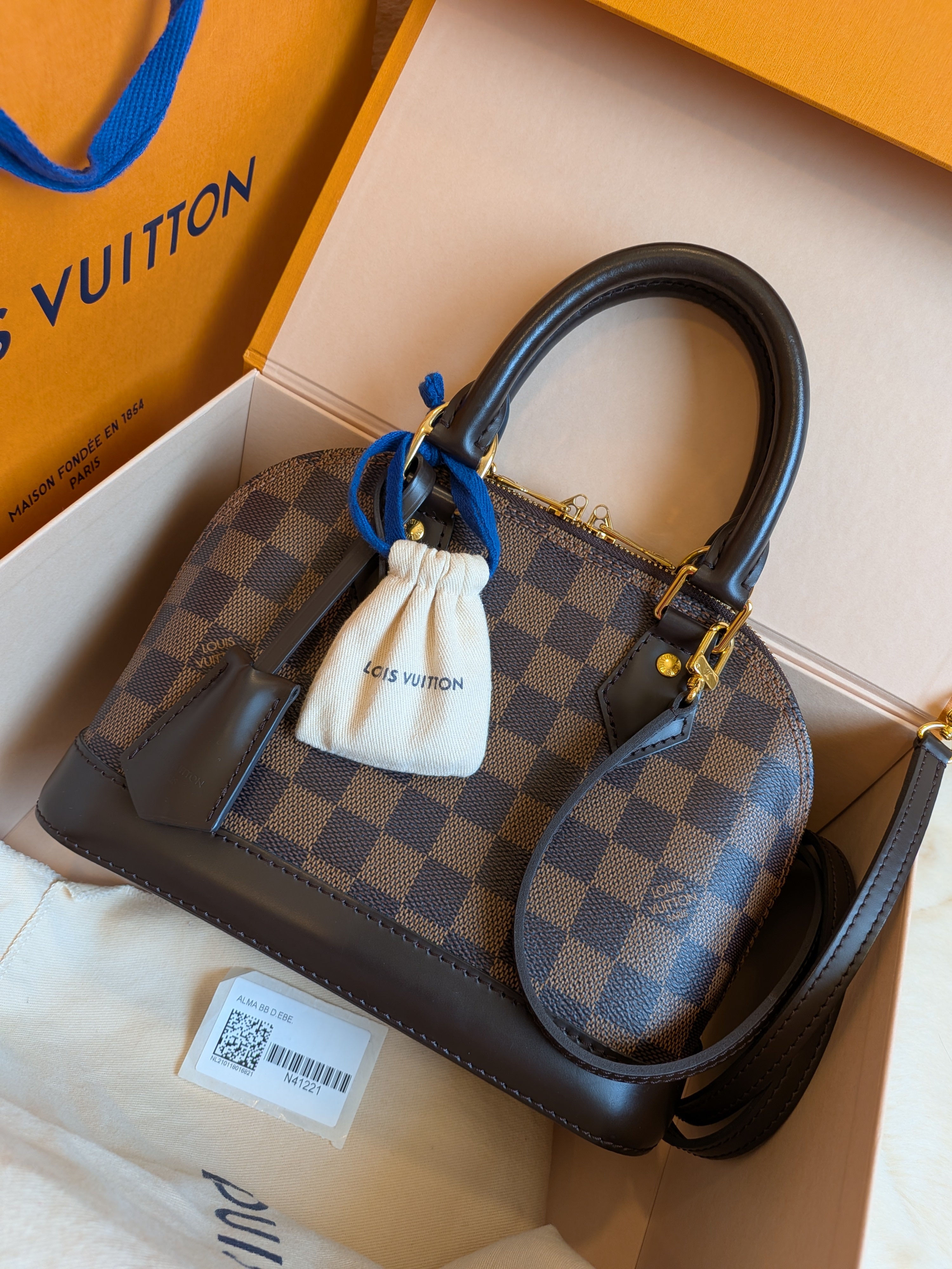 Louis Vuitton Bb Alma Damier Ebene Canvas