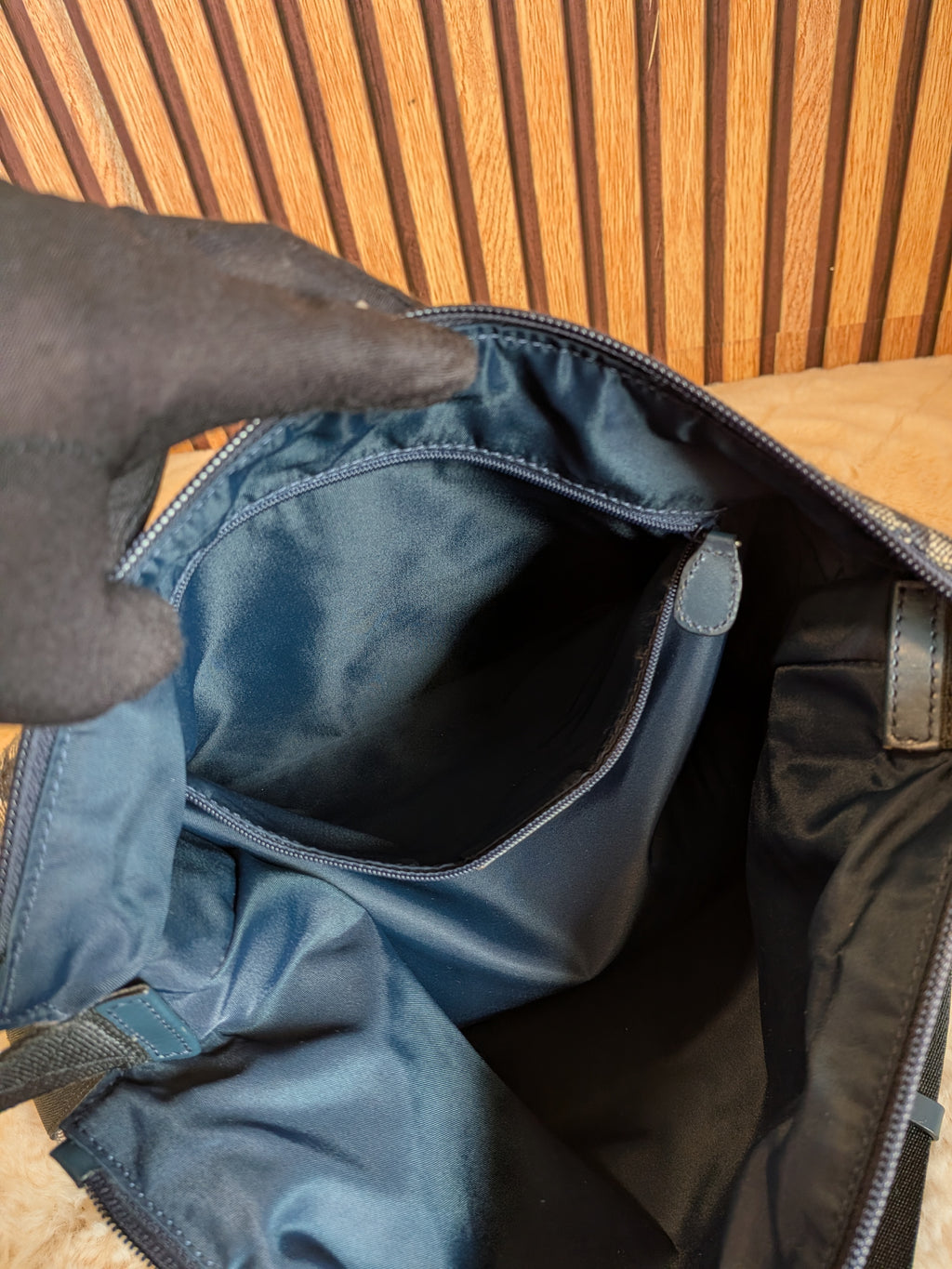 Christian Dior Trotter Messenger Bag Navy Blue Canvas