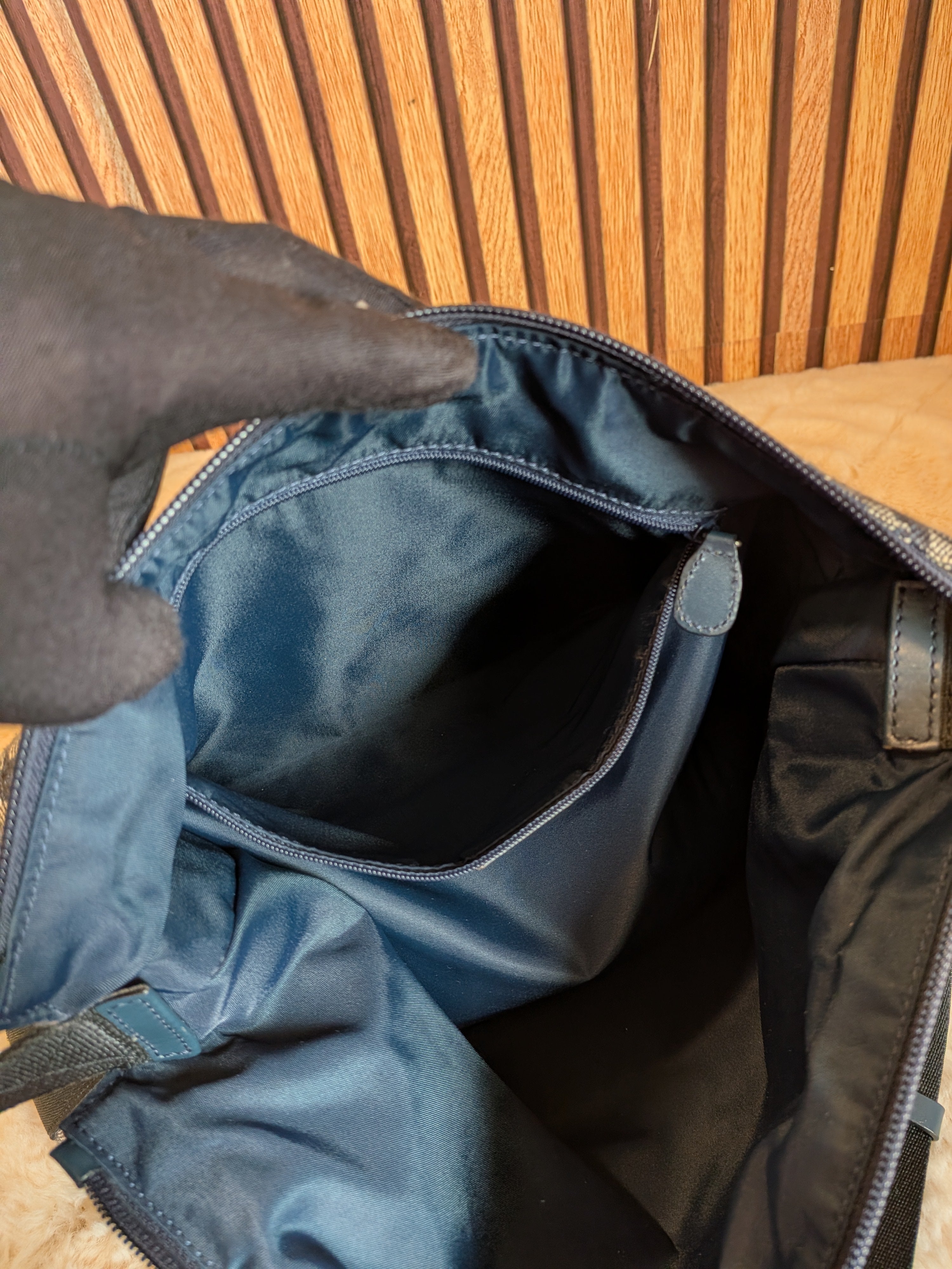 Christian Dior Trotter Messenger Bag Navy Blue Canvas