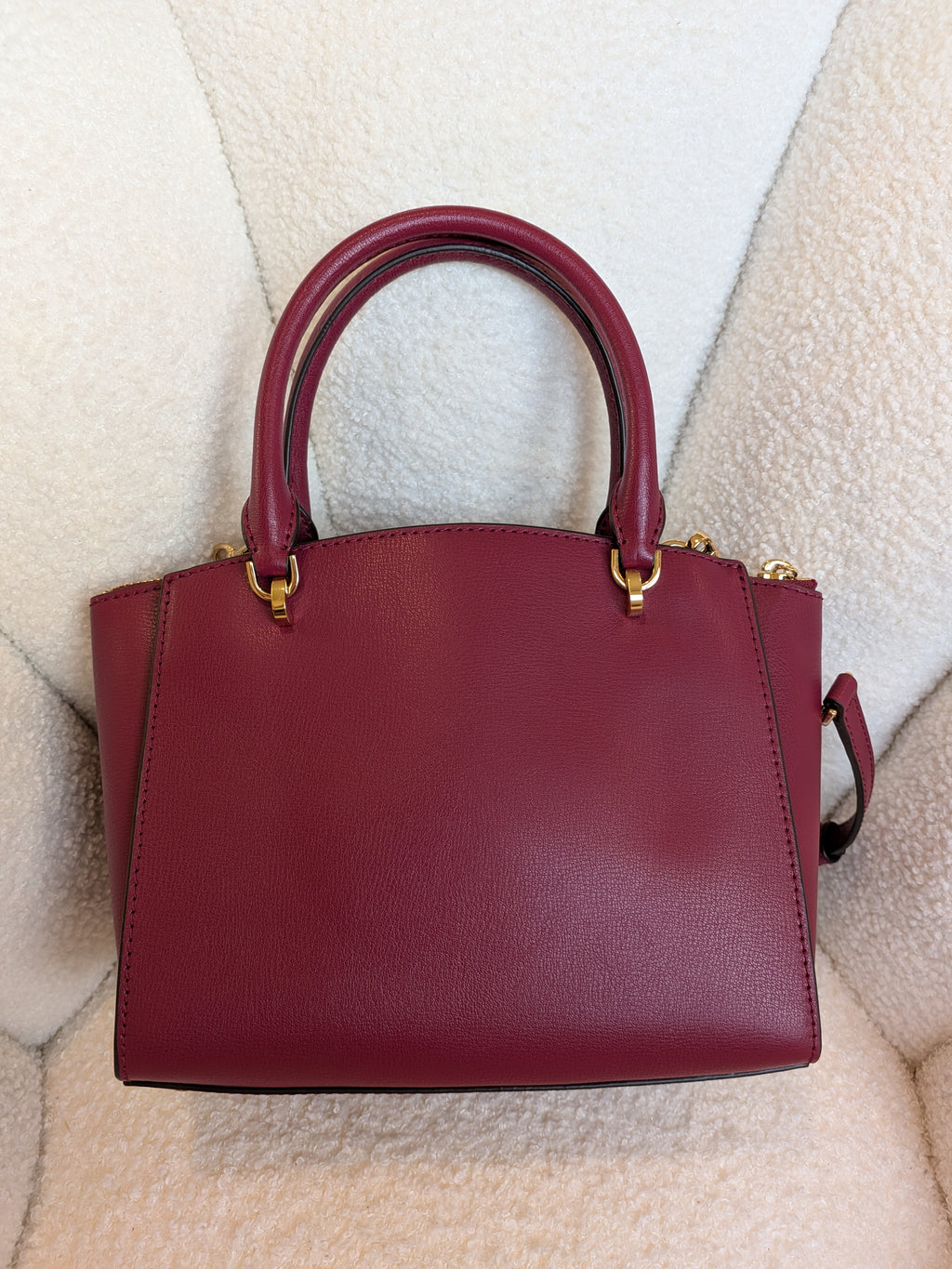 Michael Kors Studded Ellis Satchel Wine Red 2 Way Bag