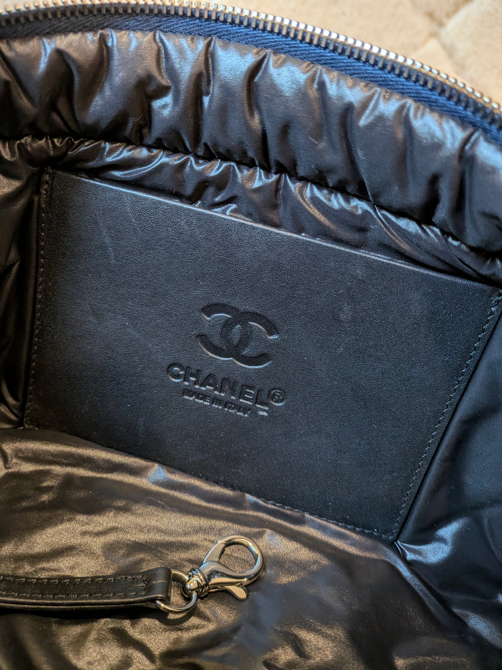 Chanel Coco Cocoon Cosmetics Pouch Nylon Navy Blue