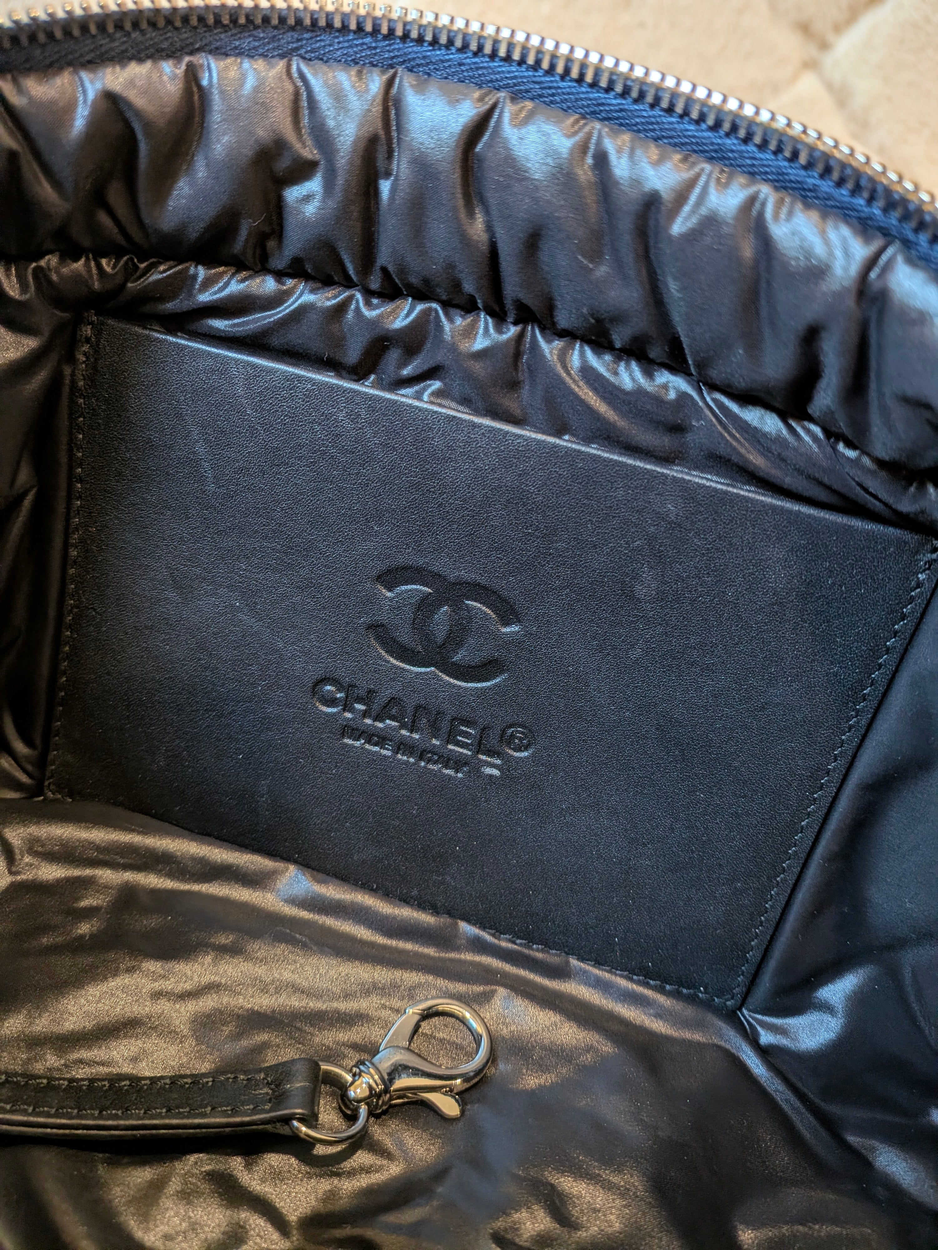 Chanel Coco Cocoon Cosmetics Pouch Nylon Navy Blue