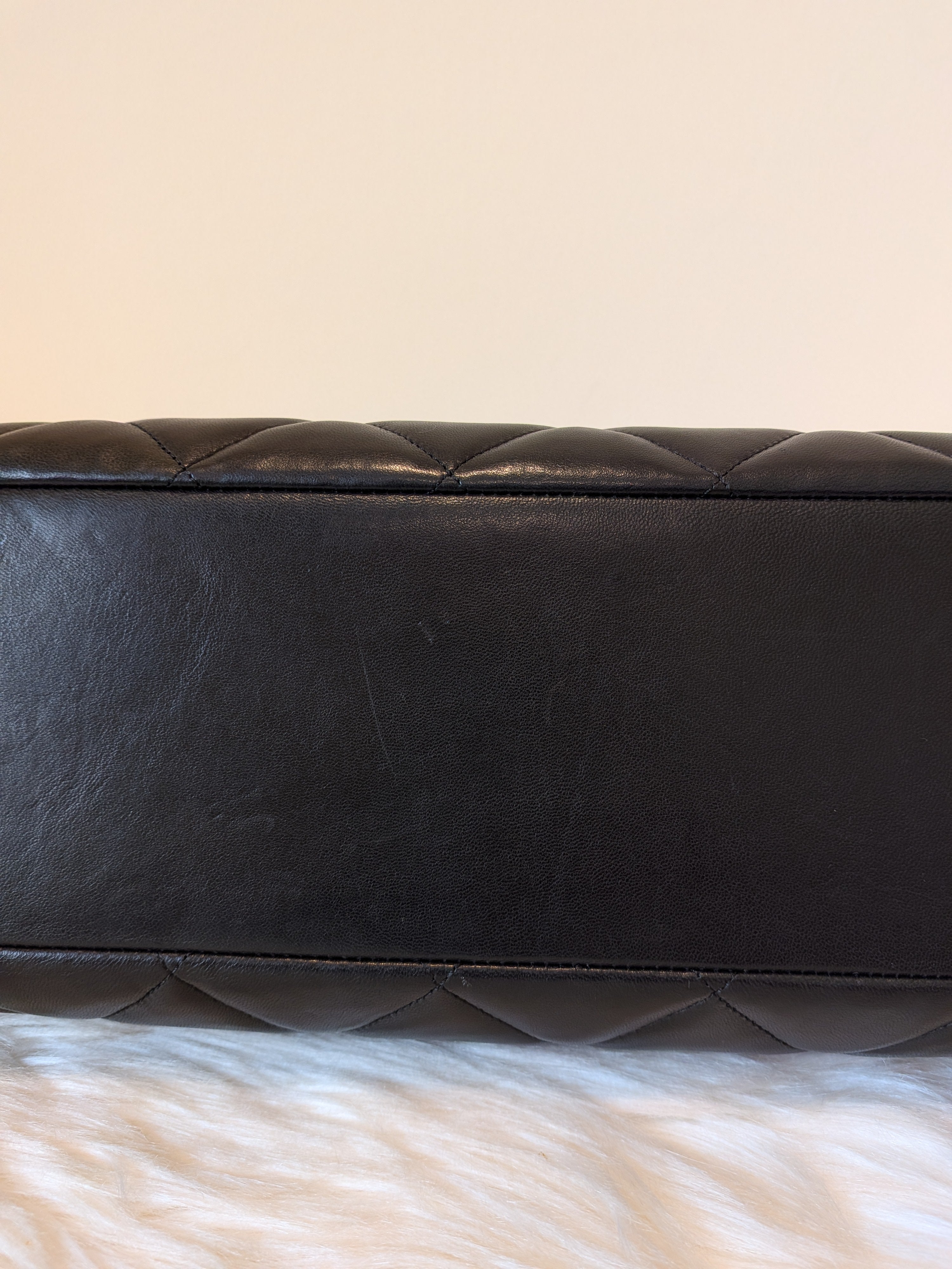 Chanel Diamond Quilted Lambskin Black Large in 24k Plated Gold  Hardware (vintage)