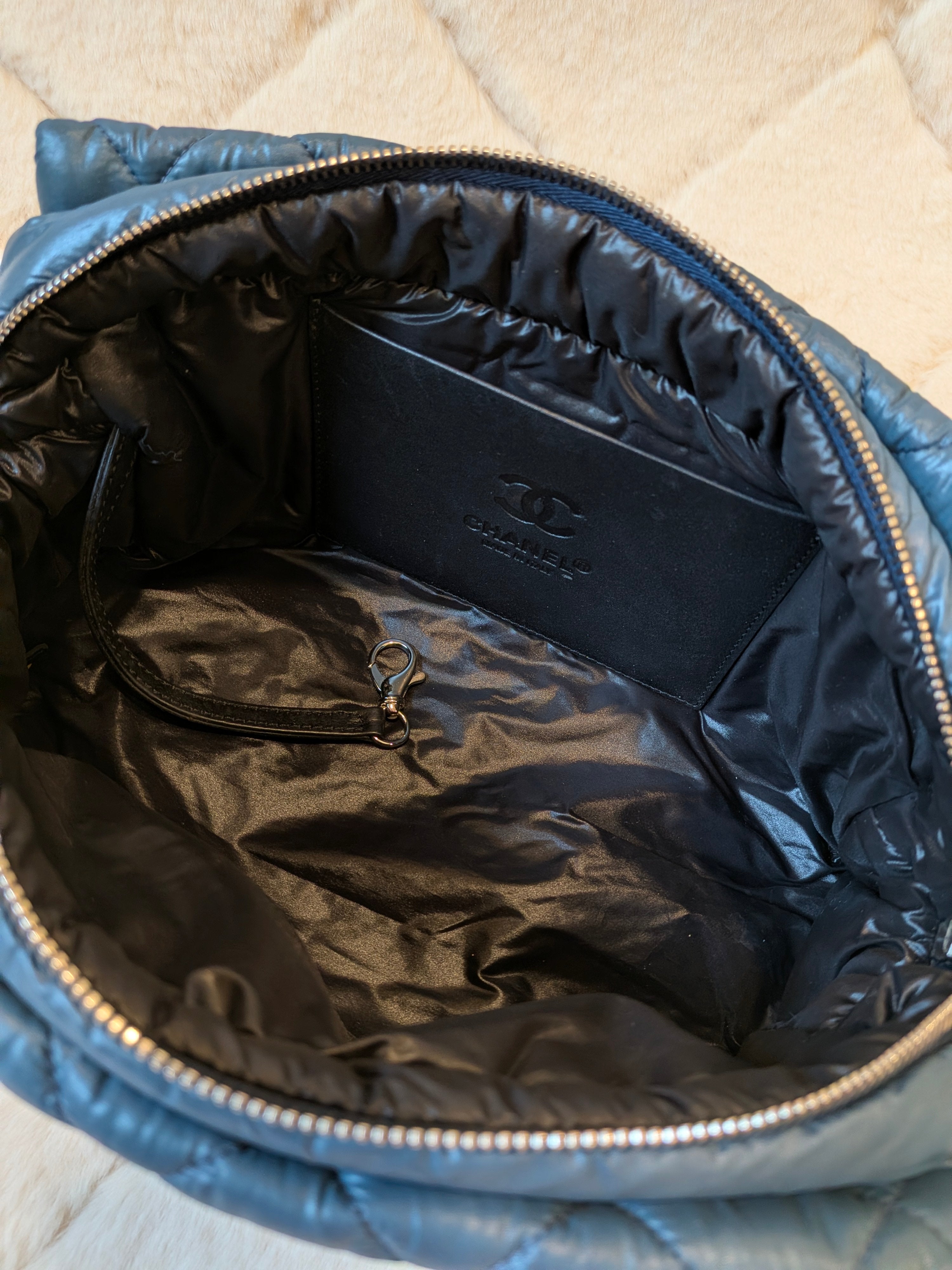 Chanel Coco Cocoon Cosmetics Pouch Nylon Navy Blue