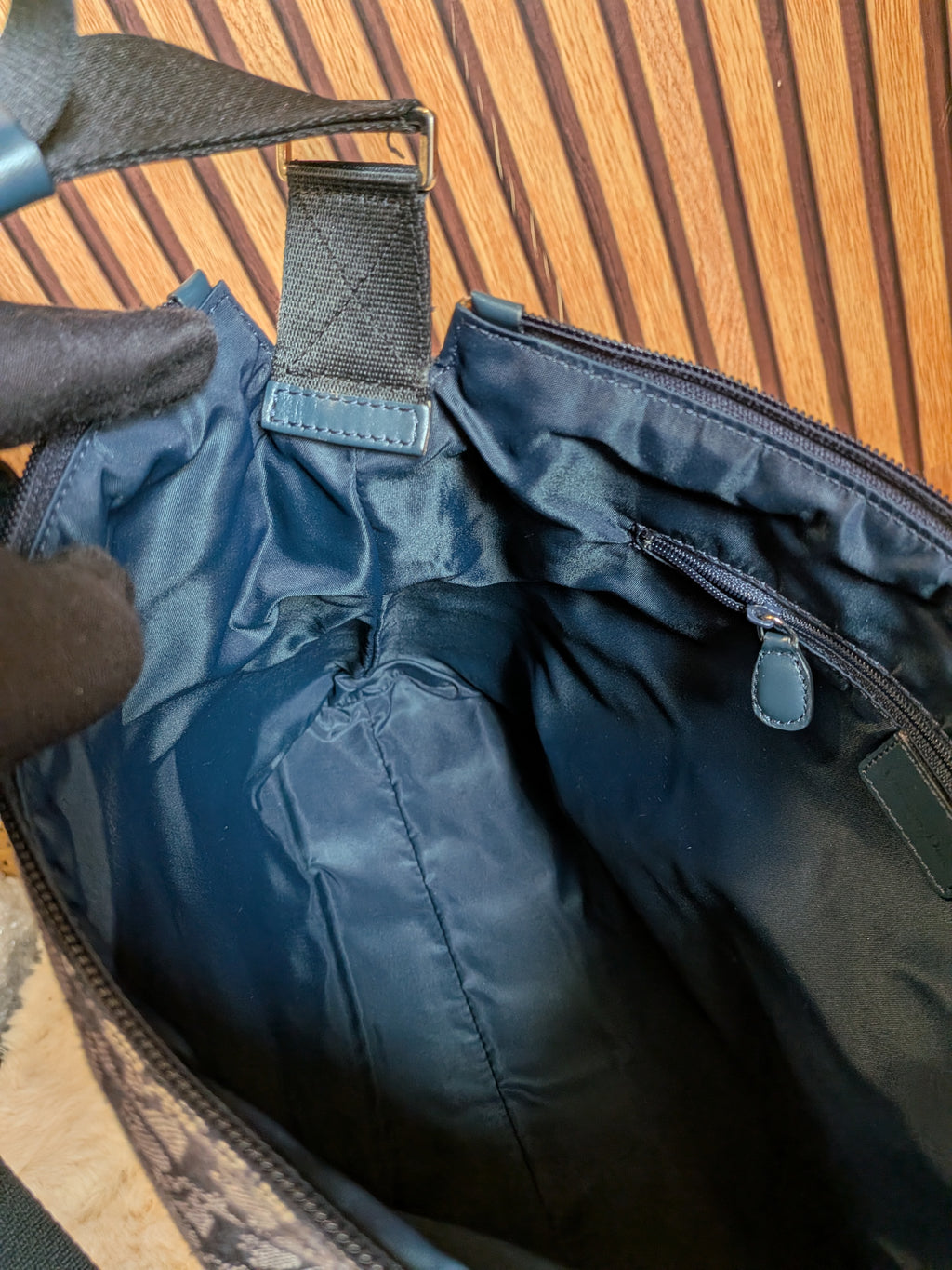 Christian Dior Trotter Messenger Bag Navy Blue Canvas