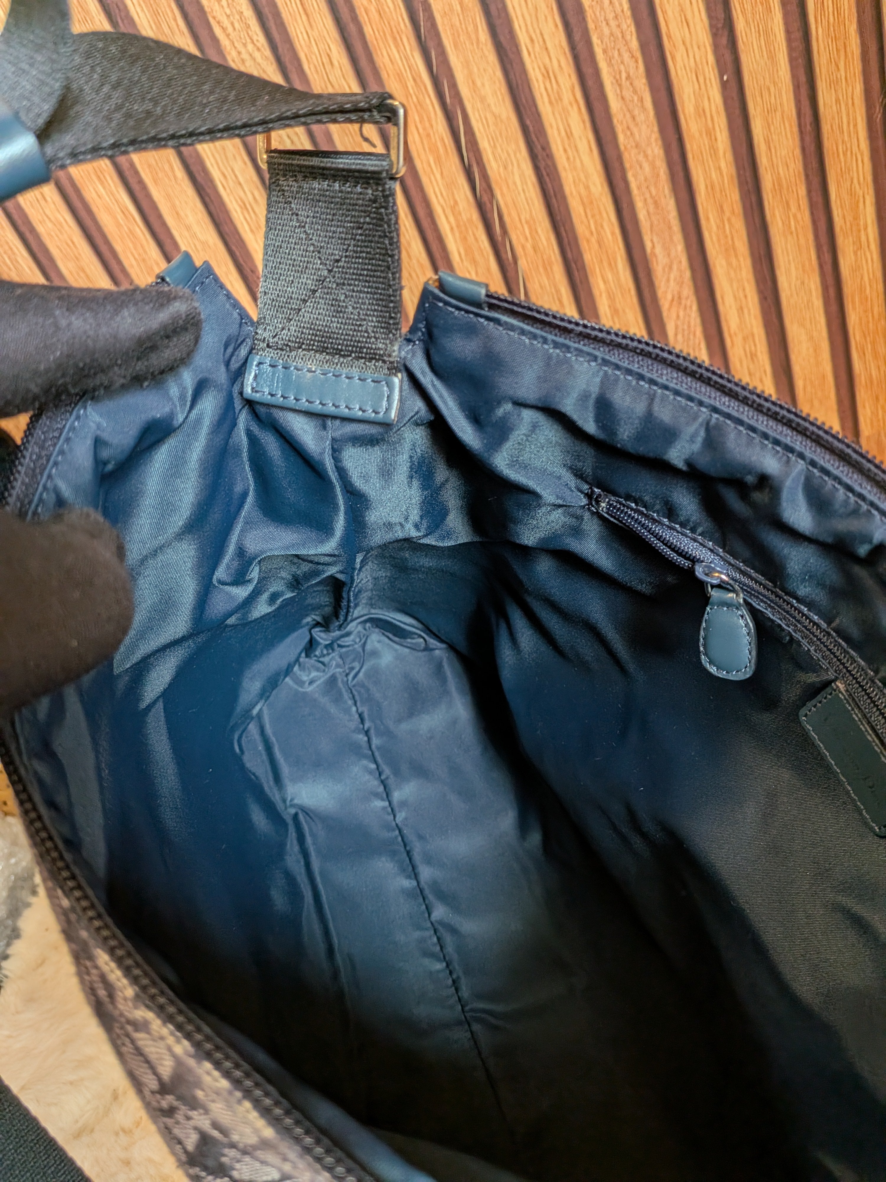 Christian Dior Trotter Messenger Bag Navy Blue Canvas