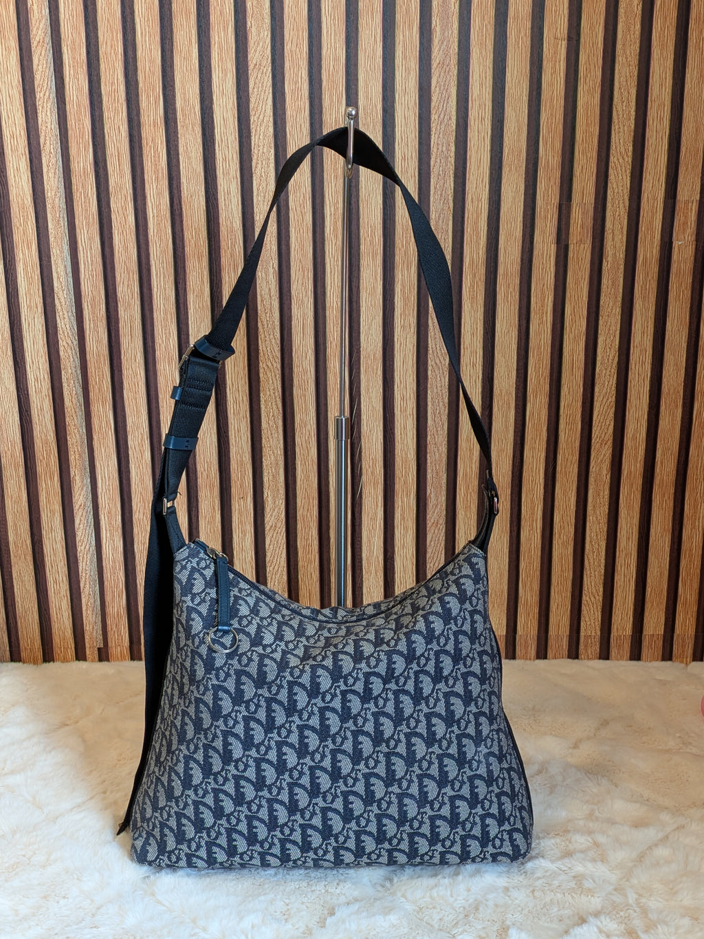 Christian Dior Trotter Messenger Bag Navy Blue Canvas